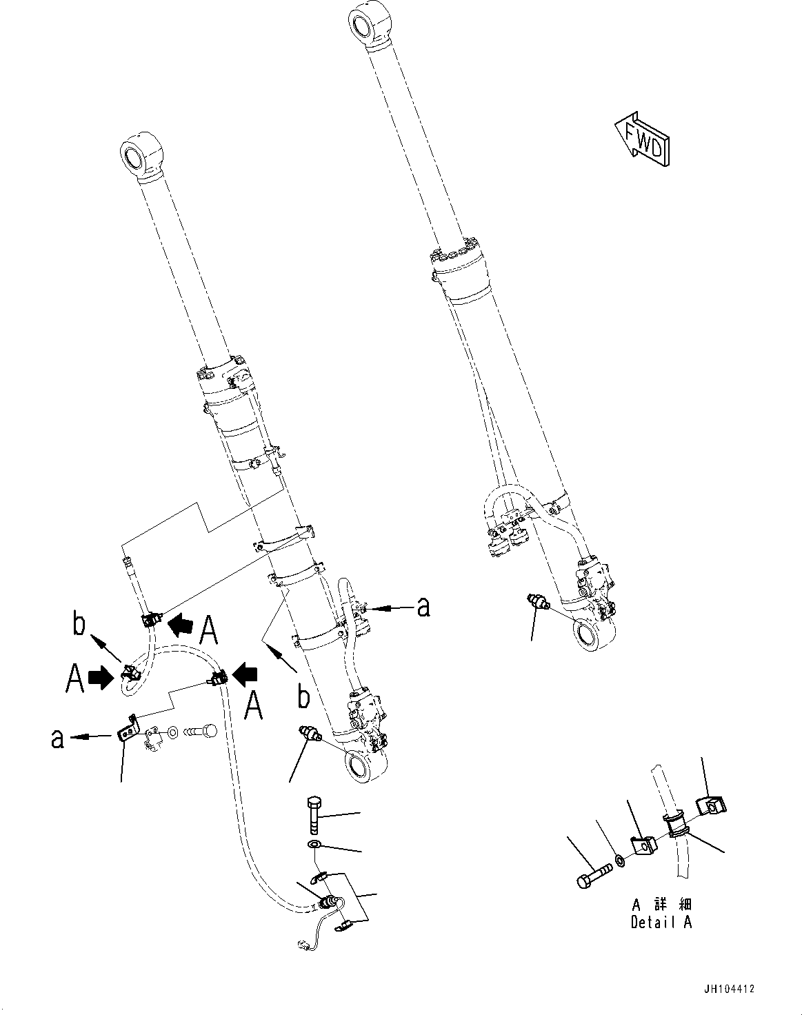 Komatsu parts book diagram for PC290LCI-11E0 S/N 35152-UP: BOOM CYLINDER, CLAMP