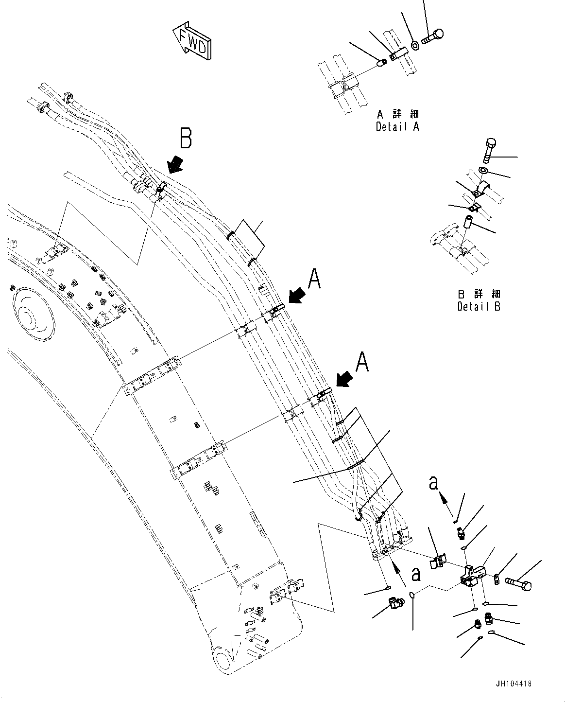 Komatsu parts book diagram for PC290LCI-11E0 S/N 35152-UP: ARM CYLINDER, ARM LOCK VALVE PIPING