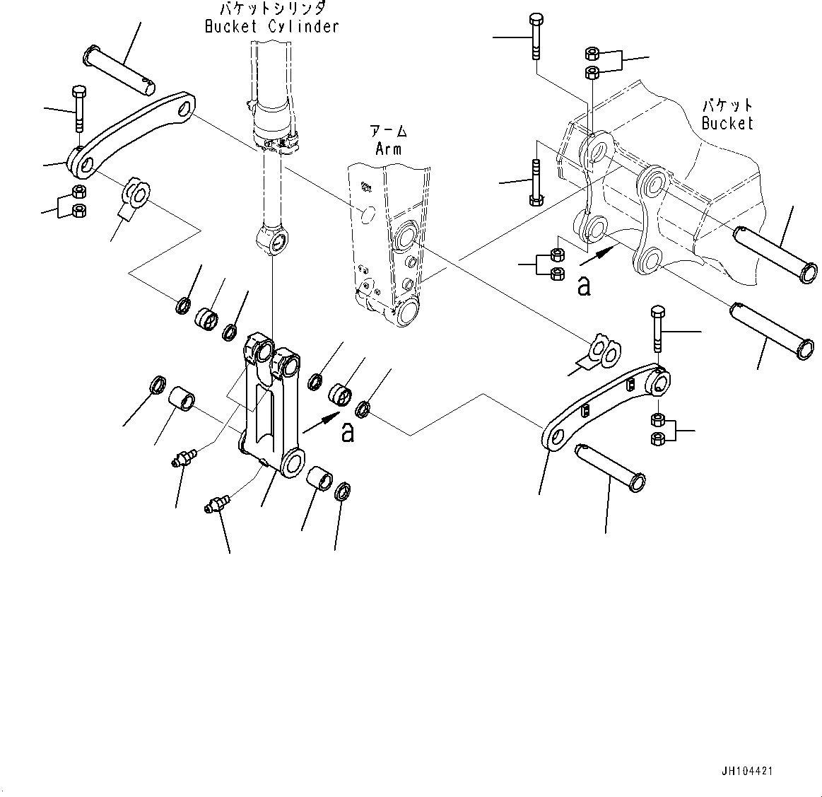 Komatsu parts book diagram for PC290LCI-11E0 S/N 35152-UP: ARM, 3200MM, HEAVY DUTY TYPE, 2-ATTACHMENT, BUCKET LINK