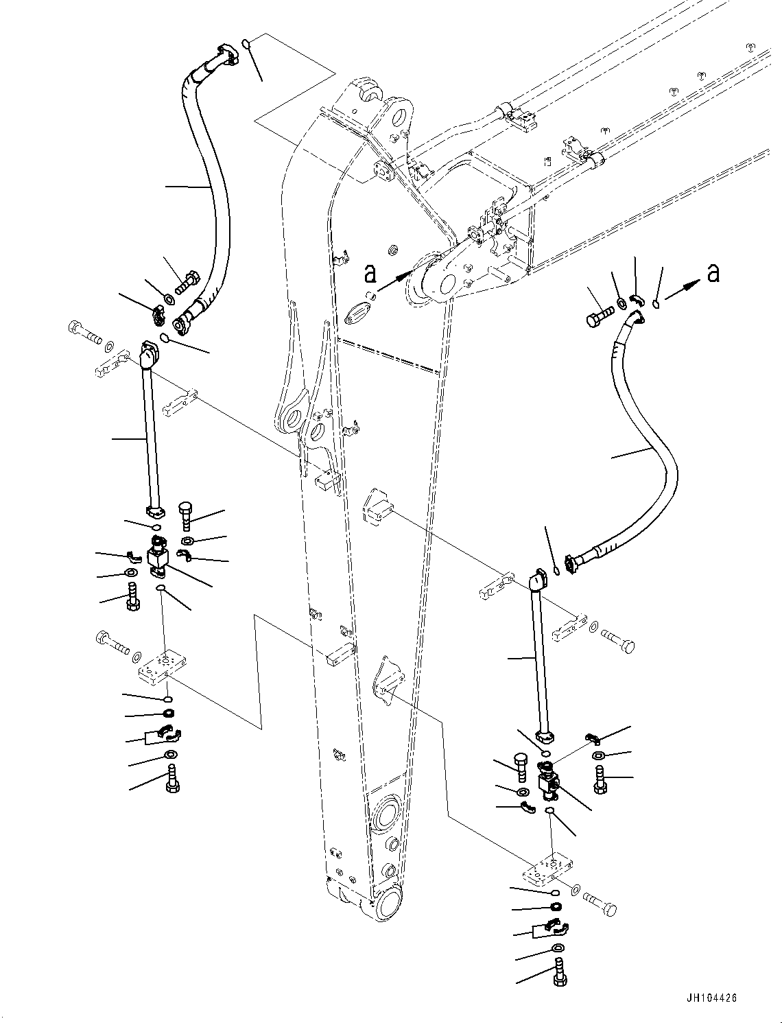 Komatsu parts book diagram for PC290LCI-11E0 S/N 35152-UP: ARM, 3200MM, HEAVY DUTY TYPE, 2-ATTACHMENT, ATTACHMENT PIPING (1/2)