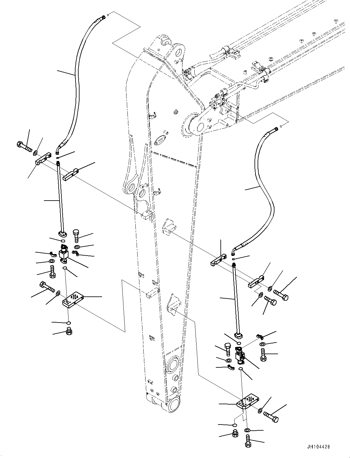 Komatsu parts book diagram for PC290LCI-11E0 S/N 35152-UP: ARM, 3200MM, HEAVY DUTY TYPE, 2-ATTACHMENT, ATTACHMENT PIPING (2/2)