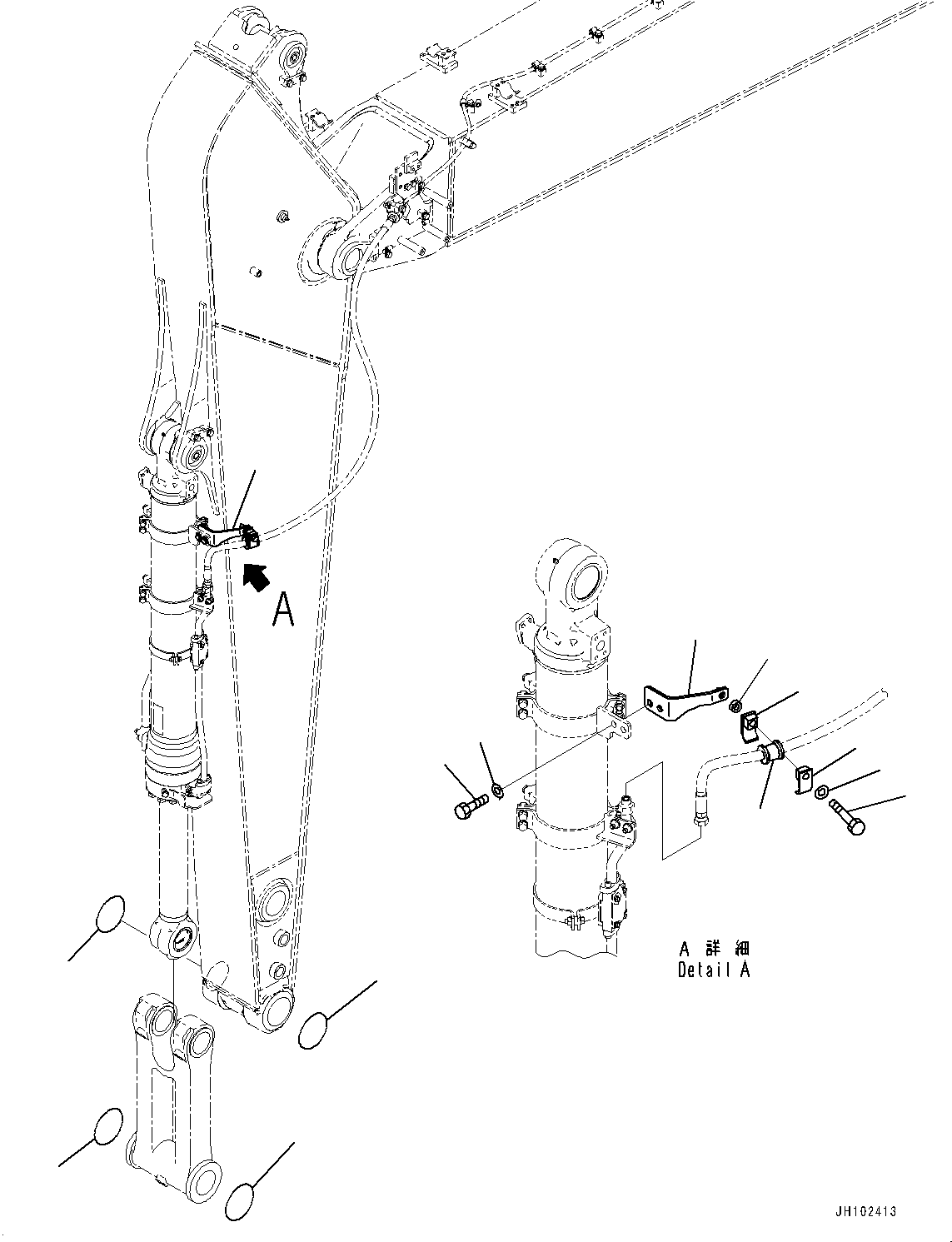 Komatsu parts book diagram for PC290LCI-11E0 S/N 35152-UP: ARM, 3200MM, HEAVY DUTY TYPE, 2-ATTACHMENT, ICT WIRING HARNESS MOUNTING