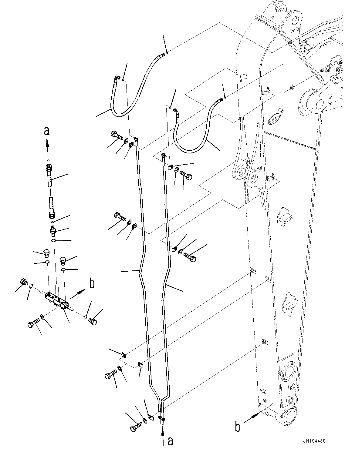 Komatsu parts book diagram for PC290LCI-11E0 S/N 35152-UP: ARM, 3200MM, HEAVY DUTY TYPE, 2-ATTACHMENT, QUICK COUPLER PIPING