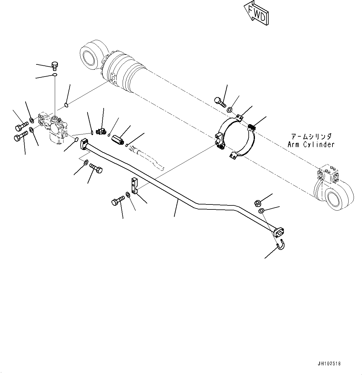 Komatsu parts book diagram for PC360LCI-11E0 S/N 91258-UP: ANTI-DROP VALVE, ARM ANTI-DROP VALVE MOUNTING