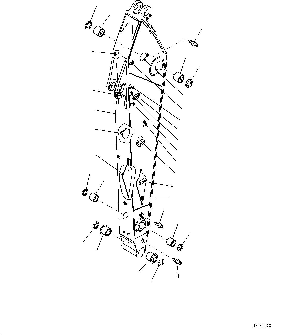 Komatsu parts book diagram for PC360LCI-11E0 S/N 91258-UP: ARM, 3200MM, HEAVY DUTY TYPE, 1-ADDITIONAL ACTUATOR PIPING, ACCUMULATOR, ARM AND BUSHING