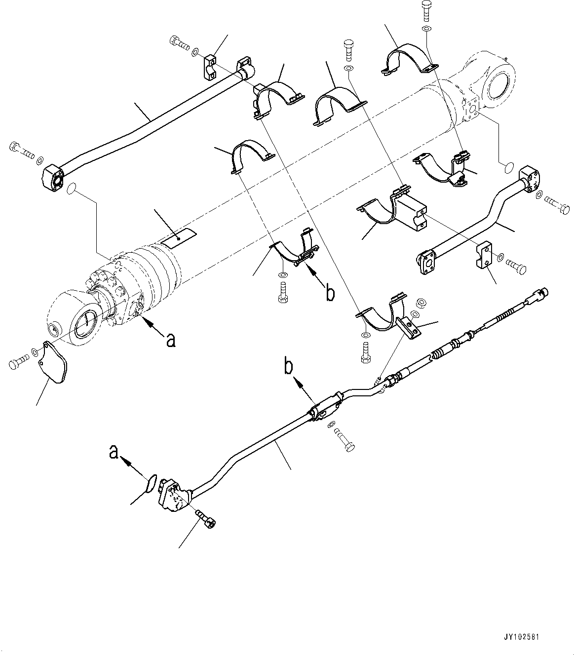 Komatsu parts book diagram for PC360LCI-11E0 S/N 91258-UP: ARM, 3200MM, HEAVY DUTY TYPE, 1-ADDITIONAL ACTUATOR PIPING, ACCUMULATOR, INNER PARTS, BUCKET CYLINDER (1/3)