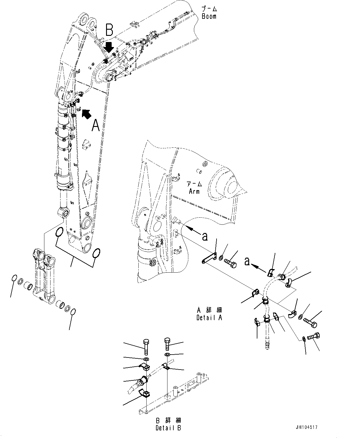 Komatsu parts book diagram for PC360LCI-11E0 S/N 91258-UP: ARM, 3200MM, HEAVY DUTY TYPE, 1-ADDITIONAL ACTUATOR PIPING, ACCUMULATOR, ICT WIRING HARNESS