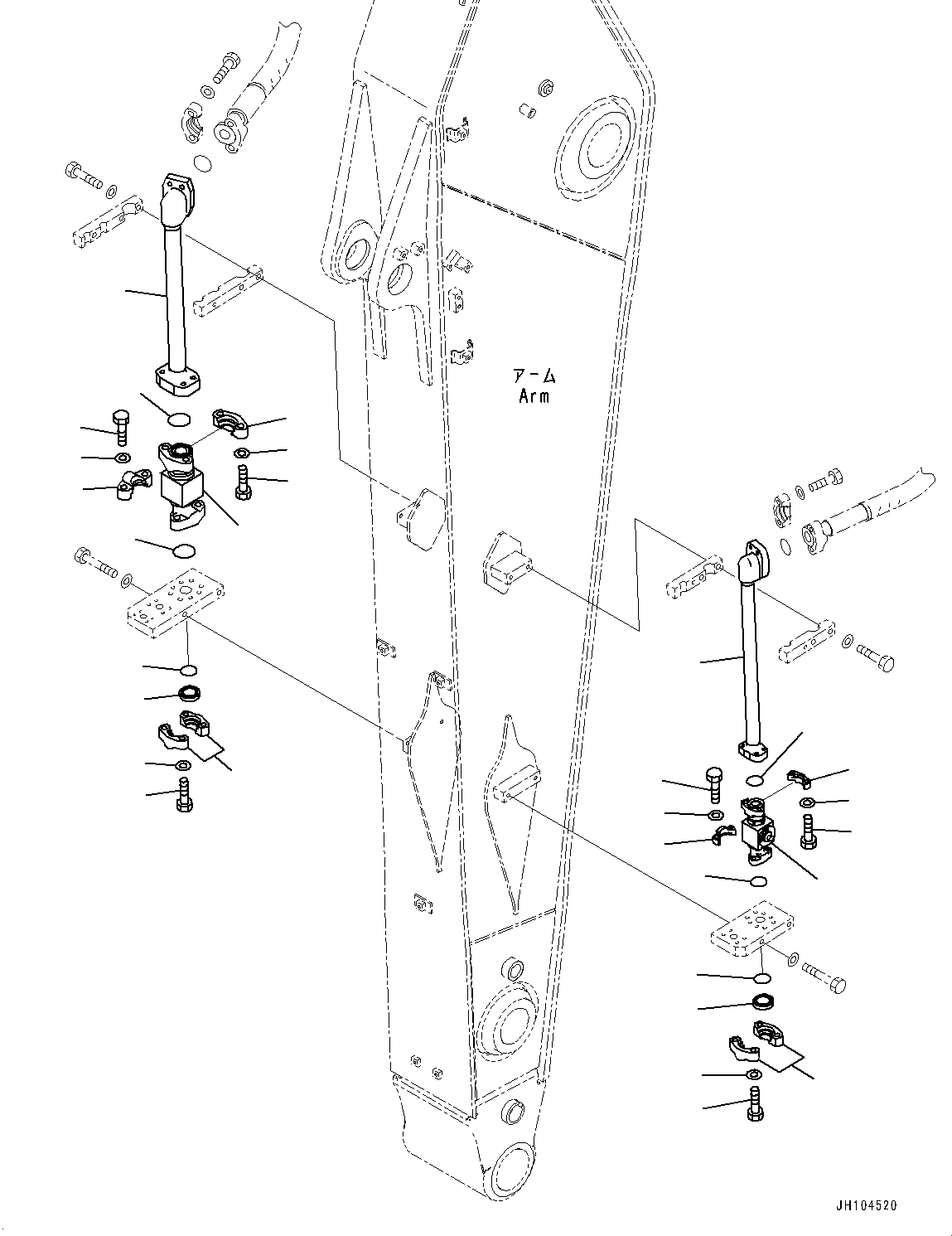 Komatsu parts book diagram for PC360LCI-11E0 S/N 91258-UP: ARM, 3200MM, HEAVY DUTY TYPE, 2-ATTACHMENT, ADDITIONAL PIPING (2/3)