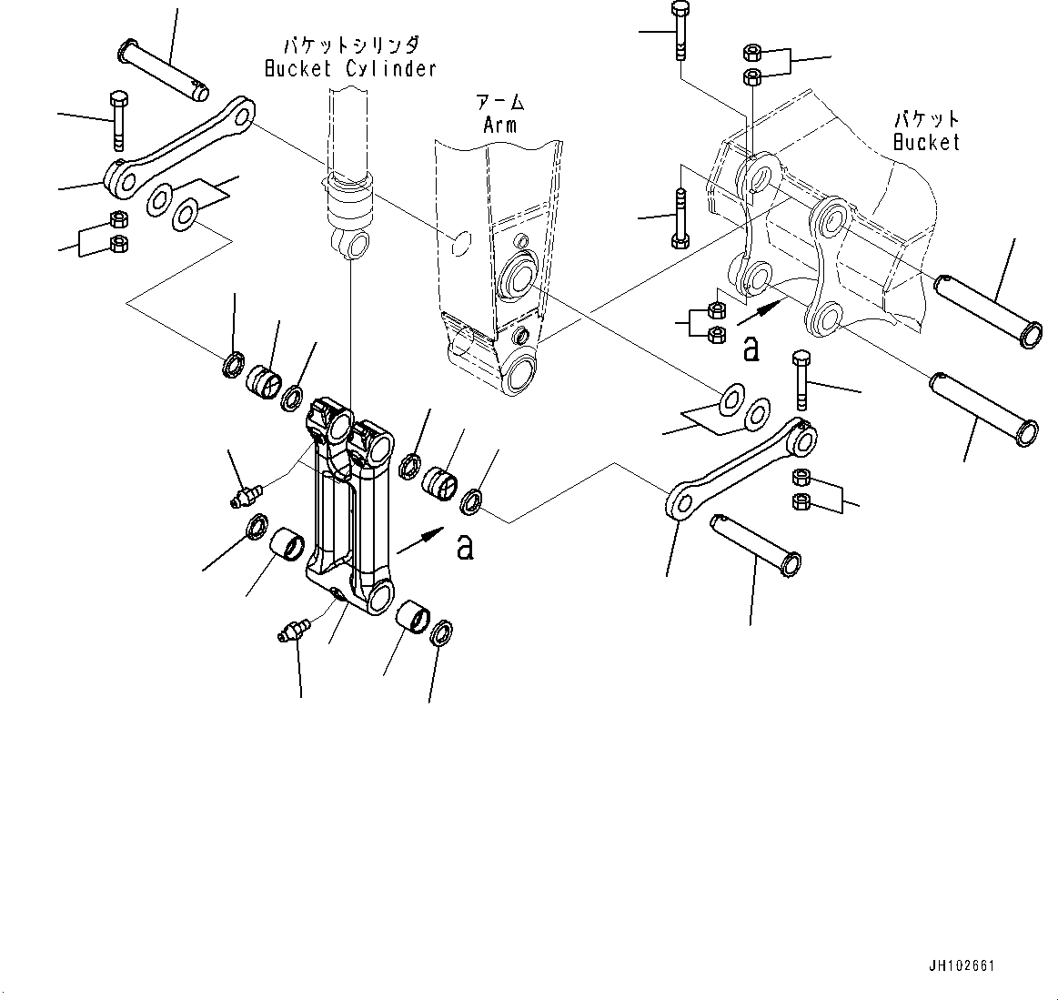 Komatsu parts book diagram for PC360LCI-11E0 S/N 91258-UP: ARM, 3200MM, HEAVY DUTY TYPE, 1-ADDITIONAL ACTUATOR PIPING, ACCUMULATOR, BUCKET LINK