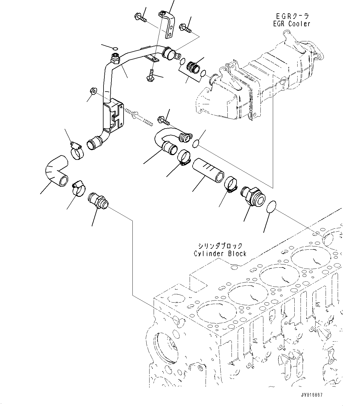 Komatsu parts book diagram for SAA6D114E-6B S/N 26910063-UP (For PC360LCI-11E0): EXHAUST GAS RE-CIRCULATION (EGR) COOLER WATER PIPING