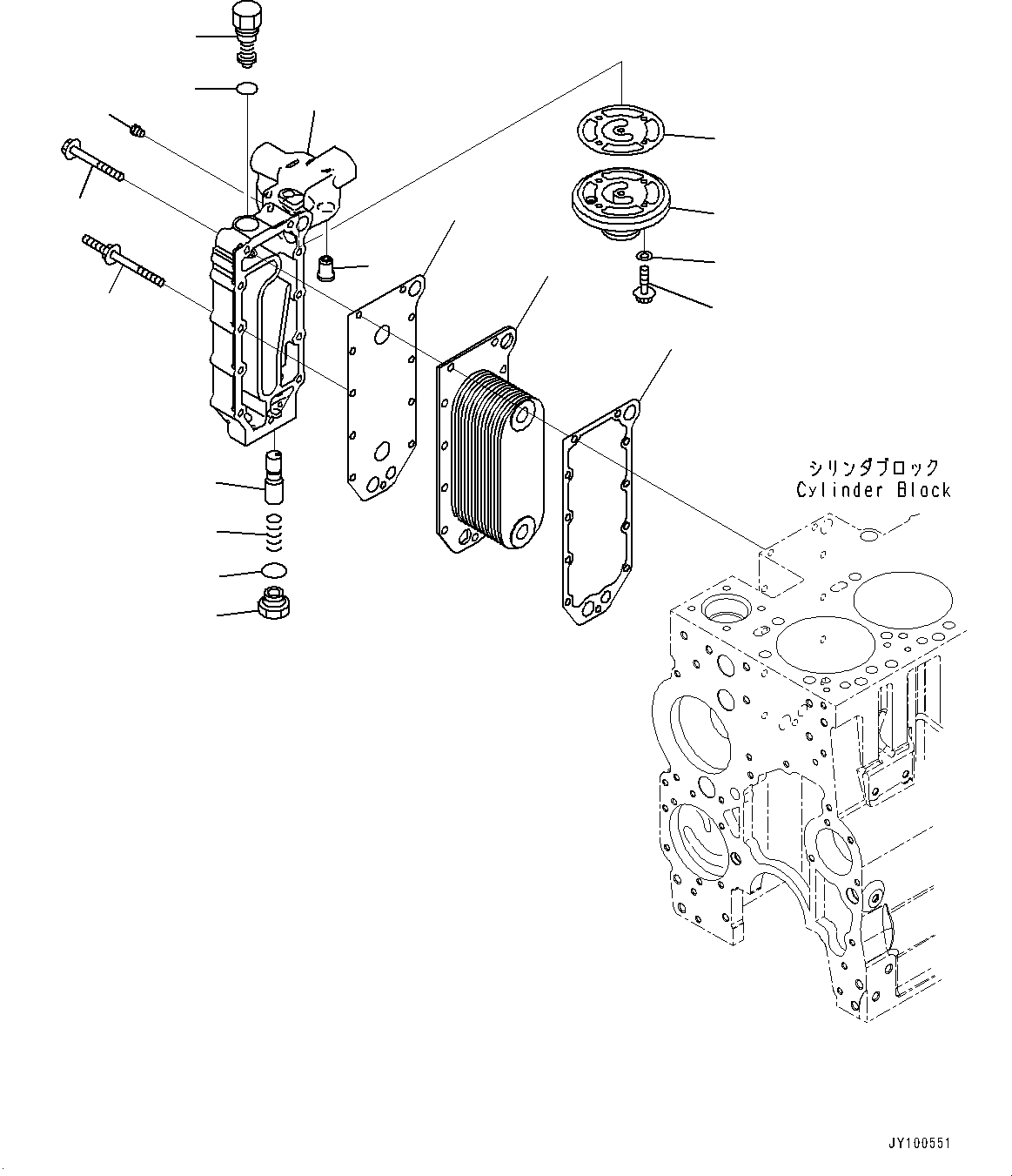 Komatsu parts book diagram for SAA6D114E-6B S/N 26910063-UP (For PC360LCI-11E0): ENGINE OIL COOLER