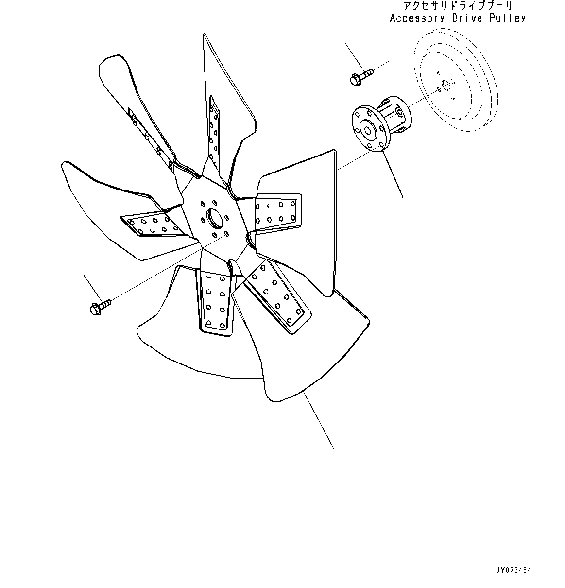 Komatsu parts book diagram for SAA6D114E-6B S/N 26910063-UP (For PC360LCI-11E0): COOLING FAN