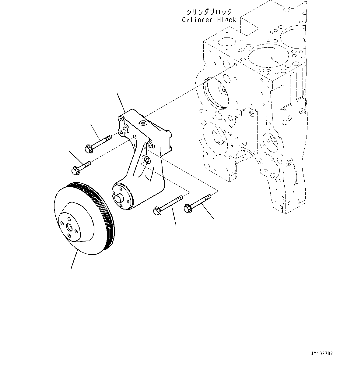 Komatsu parts book diagram for SAA6D114E-6B S/N 26910063-UP (For PC360LCI-11E0): COOLING FAN DRIVE PULLEY