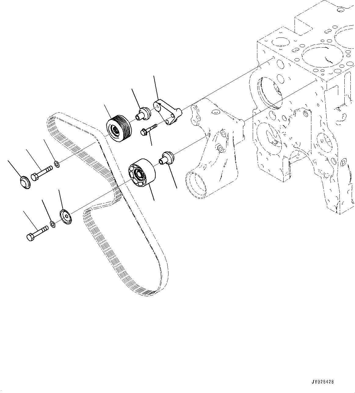 Komatsu parts book diagram for SAA6D114E-6B S/N 26910063-UP (For PC360LCI-11E0): IDLER PULLEY