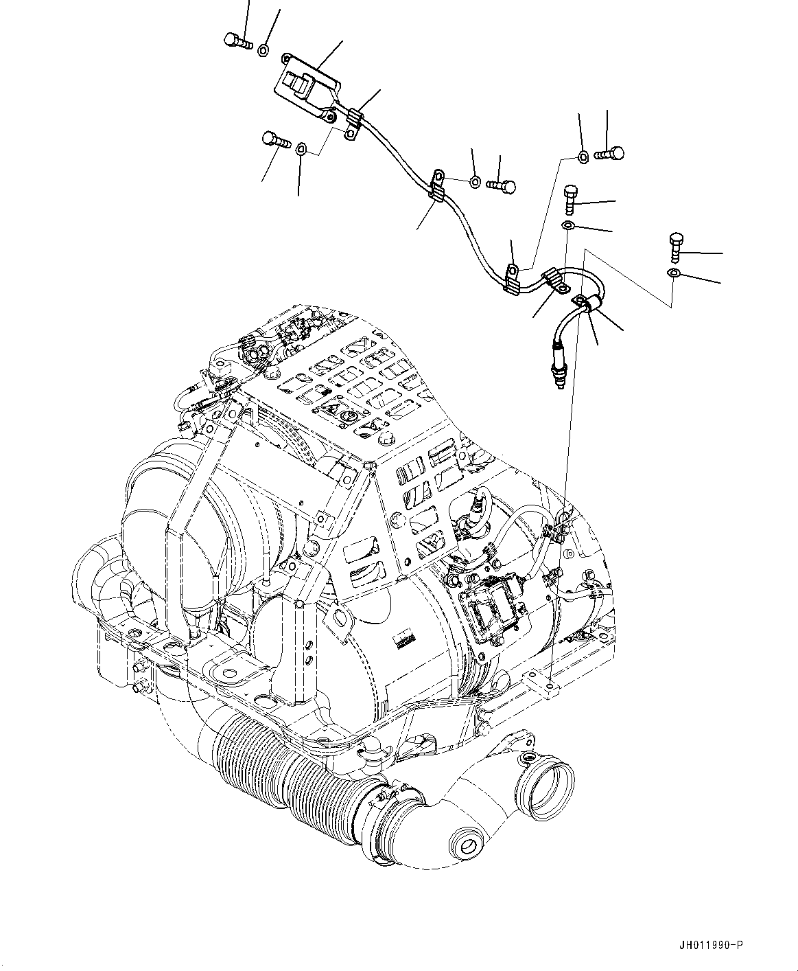 Komatsu parts book diagram for PC210LCI-11E0 S/N 503996-UP: EXHAUST PIPE, SENSOR RELATED PARTS