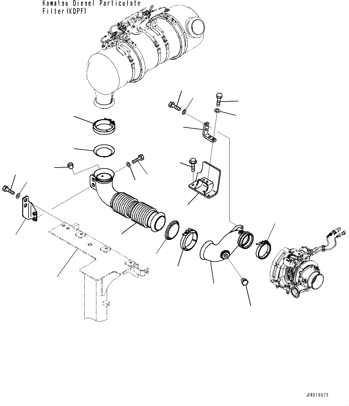 Komatsu parts book diagram for PC210LCI-11E0 S/N 503996-UP: EXHAUST PIPE, TUBE AND BRACKET