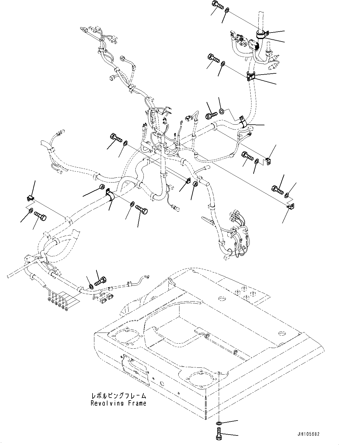 Komatsu parts book diagram for PC210LCI-11E0 S/N 503996-UP: ELECTRIC WIRING HARNESS, MAIN WIRING HARNESS CLAMP (1/5)