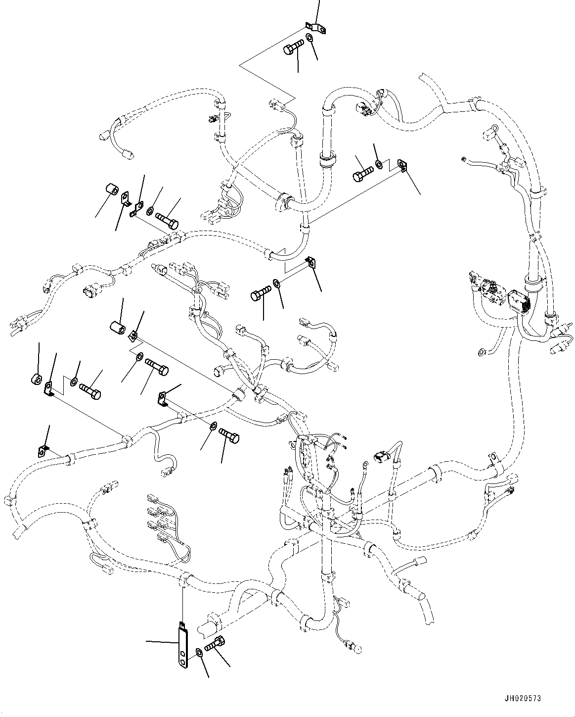 Komatsu parts book diagram for PC210LCI-11E0 S/N 503996-UP: ELECTRIC WIRING HARNESS, MAIN WIRING HARNESS CLAMP (2/5)