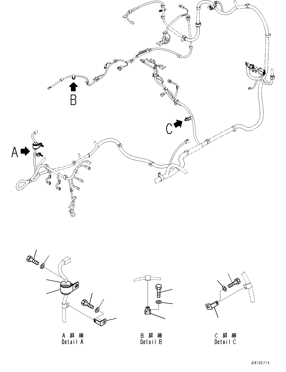 Komatsu parts book diagram for PC210LCI-11E0 S/N 503996-UP: ELECTRIC WIRING HARNESS, MAIN WIRING HARNESS CLAMP (5/5)