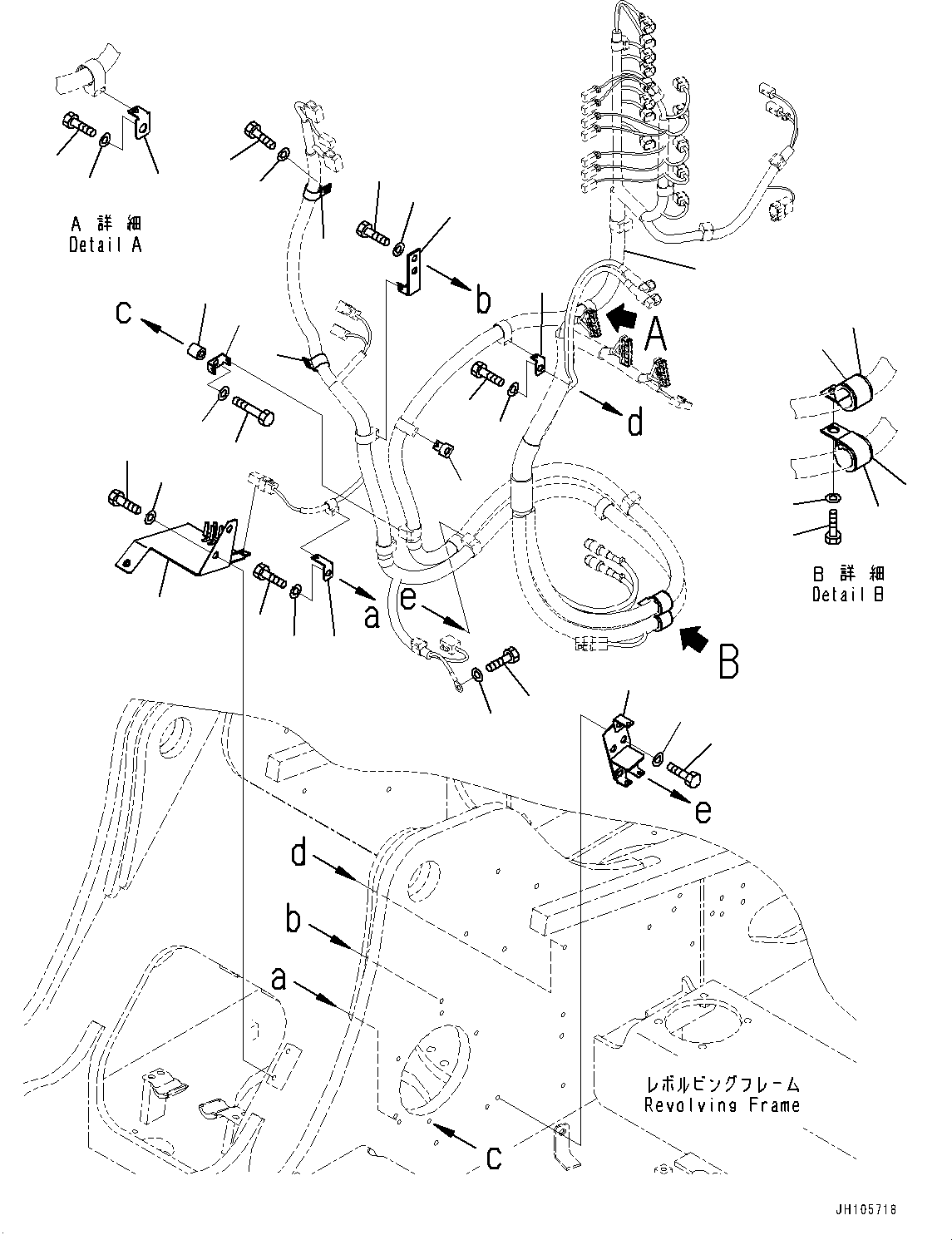 Komatsu parts book diagram for PC210LCI-11E0 S/N 503996-UP: ELECTRIC WIRING HARNESS, WIRING HARNESS CLAMP
