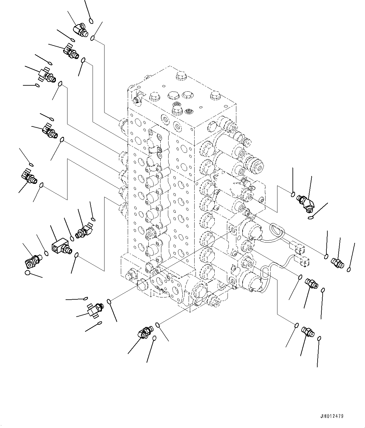Komatsu parts book diagram for PC210LCI-11E0 S/N 503996-UP: CONTROL VALVE, CONNECTING PARTS (2/3)
