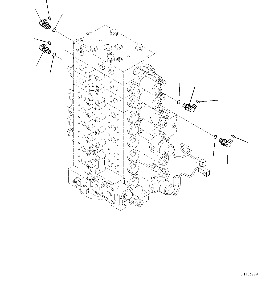 Komatsu parts book diagram for PC210LCI-11E0 S/N 503996-UP: CONTROL VALVE, CONNECTING PARTS (3/3)