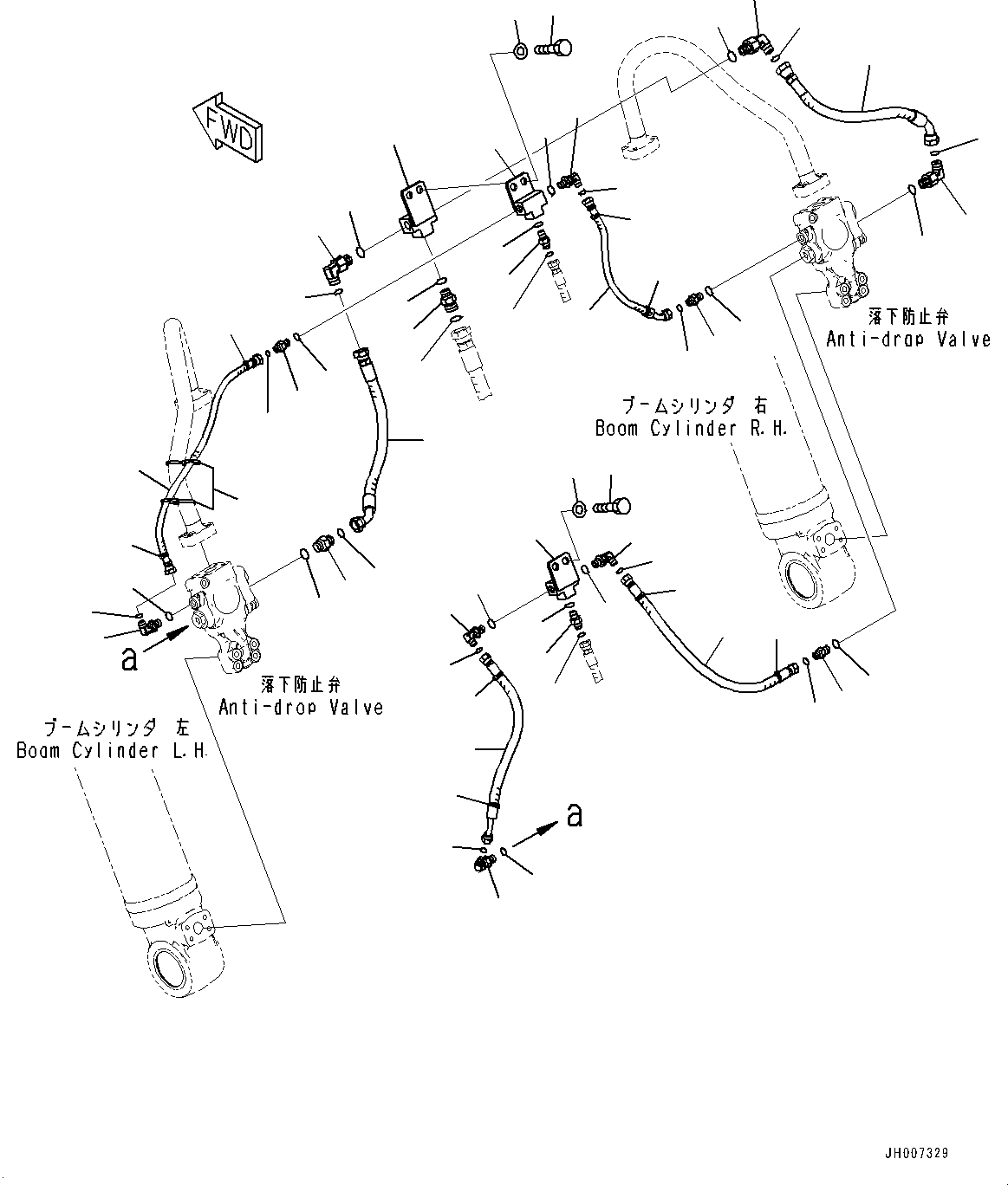Komatsu parts book diagram for PC210LCI-11E0 S/N 503996-UP: ANTI-DROP VALVE PIPING, RELATED PARTS