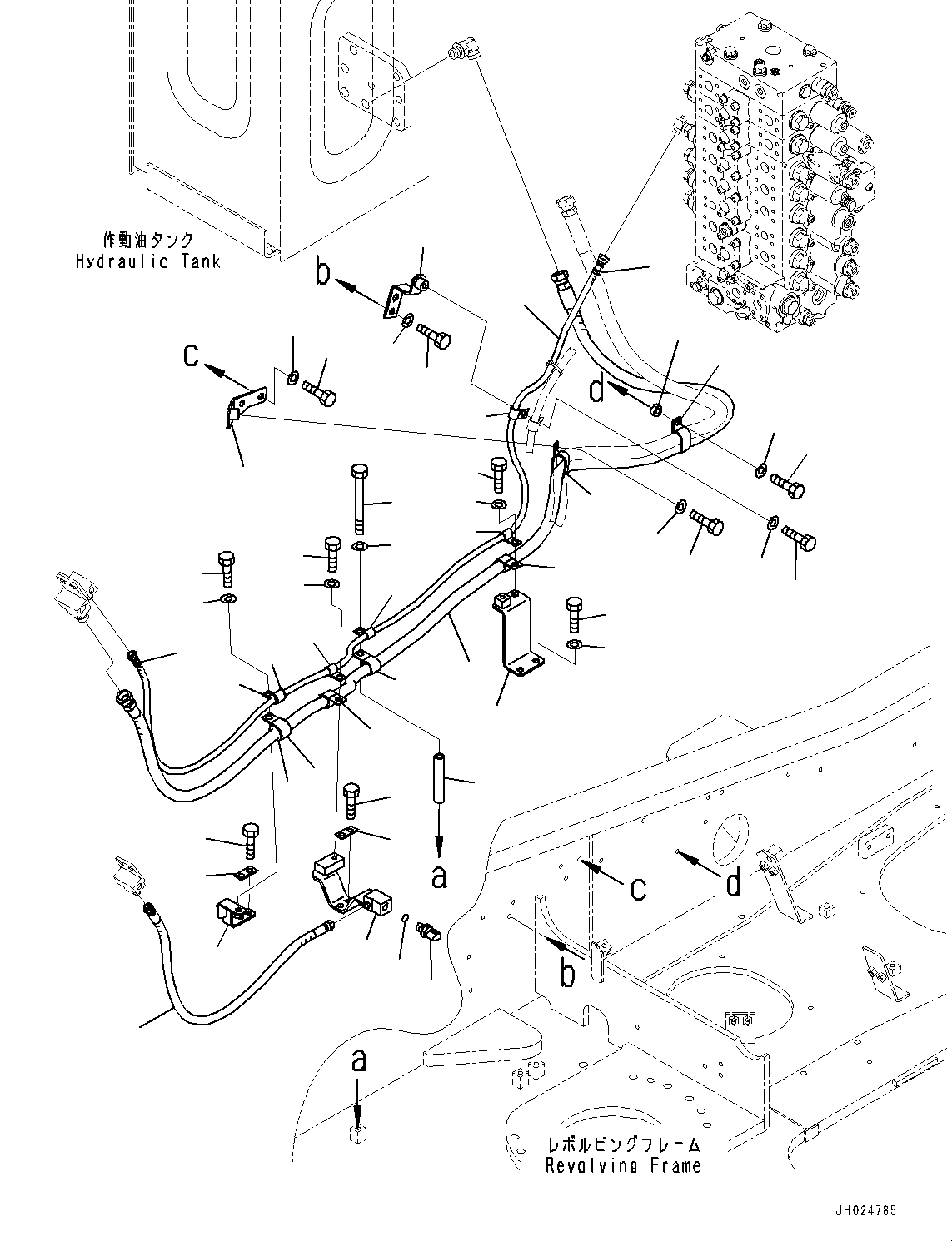 Komatsu parts book diagram for PC210LCI-11E0 S/N 503996-UP: ANTI-DROP VALVE PIPING, HOSE AND BRACKET
