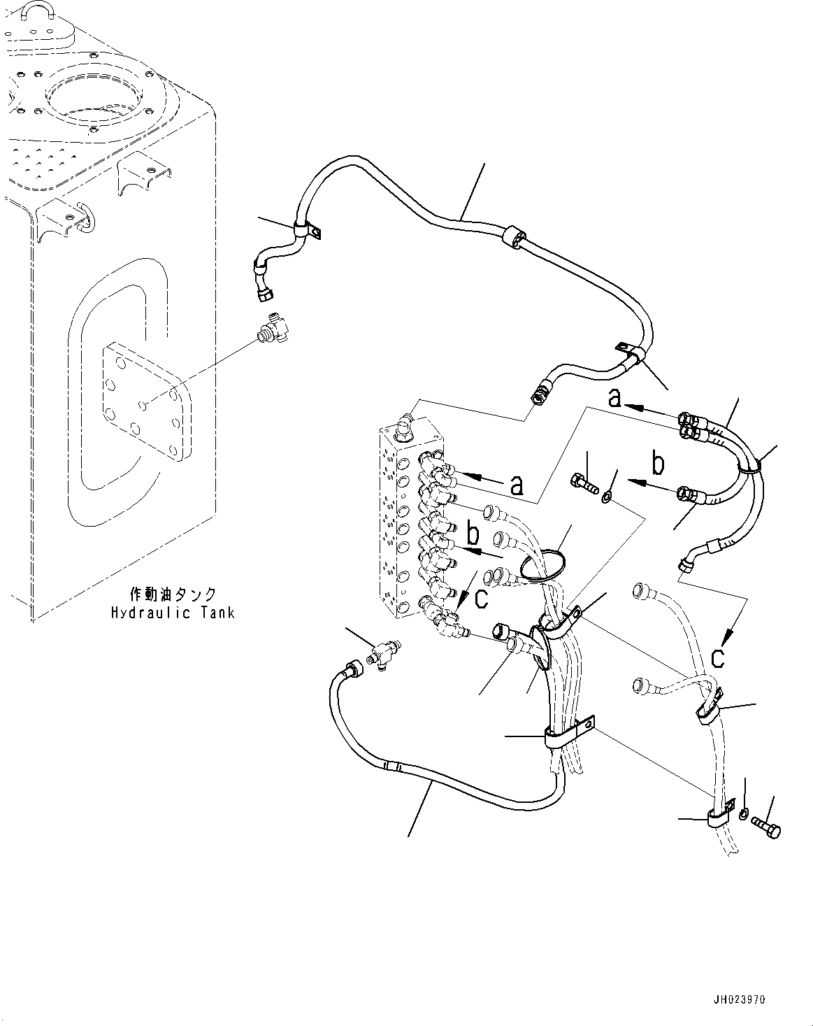 Komatsu parts book diagram for PC210LCI-11E0 S/N 503996-UP: PRESSURE SWITCH BLOCK, CLIP AND PIPING
