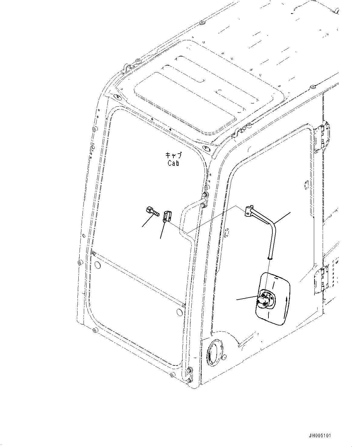 Komatsu parts book diagram for PC210LCI-11E0 S/N 503996-UP: REARVIEW MIRROR L.H.