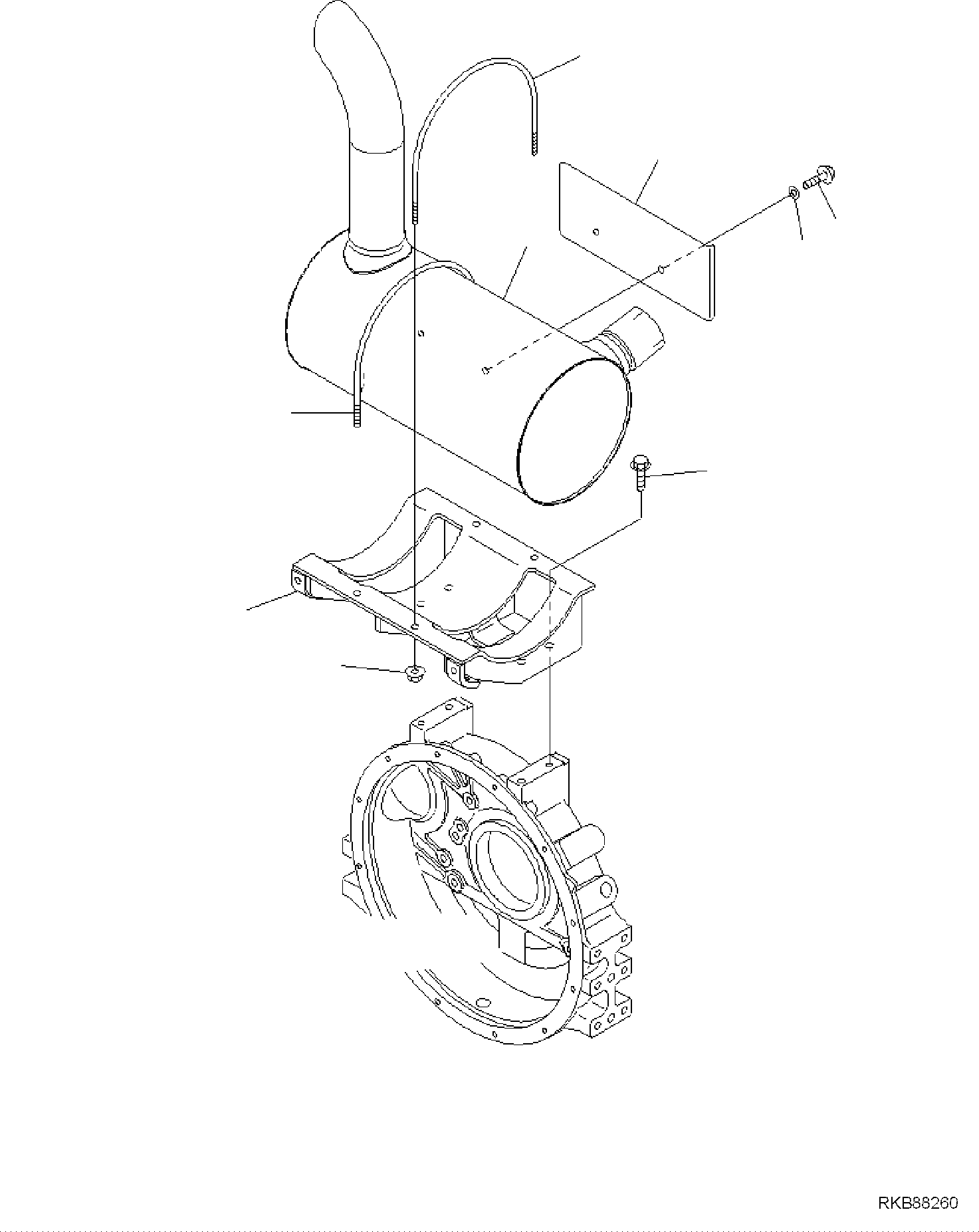 Komatsu parts book diagram for PC118MR-8 S/N F00003 AND UP: MUFFLER