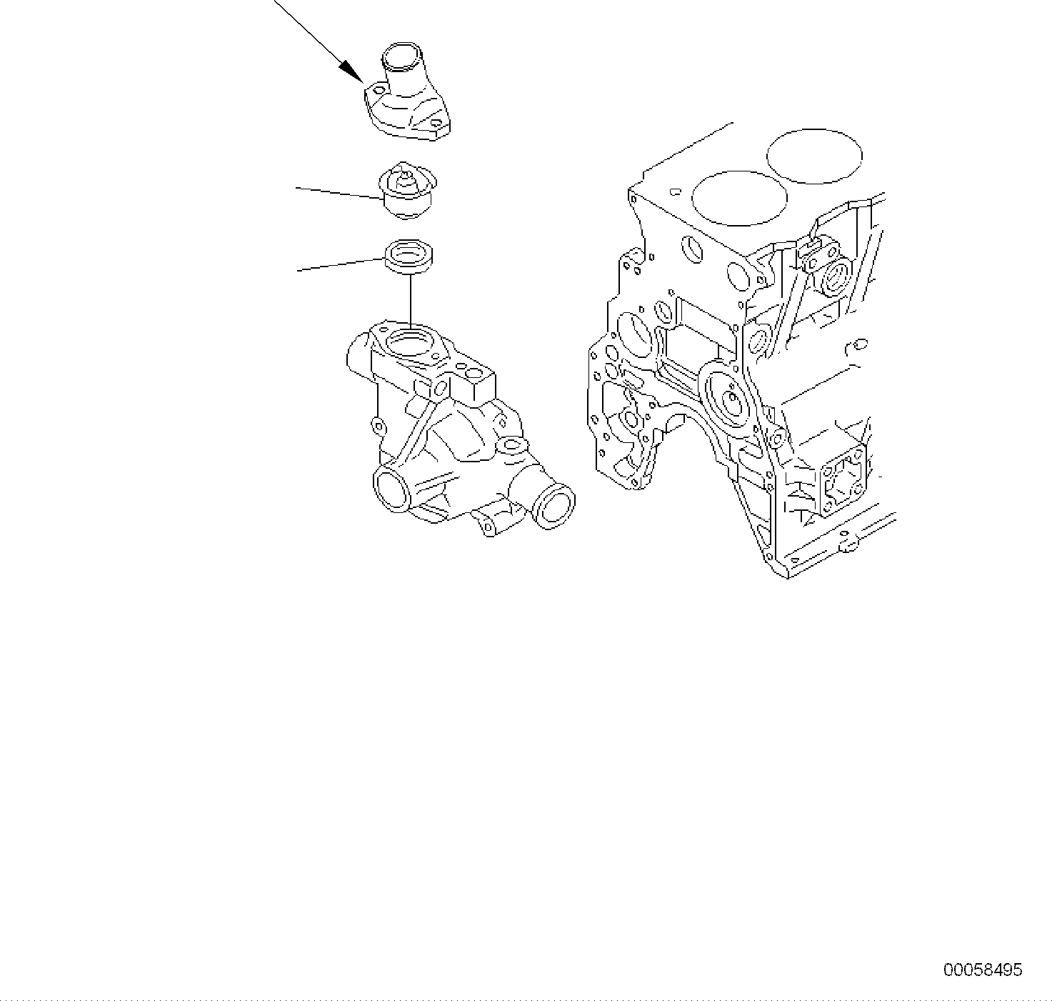 Komatsu parts book diagram for PC118MR-8 S/N F00003 AND UP: THERMOSTAT