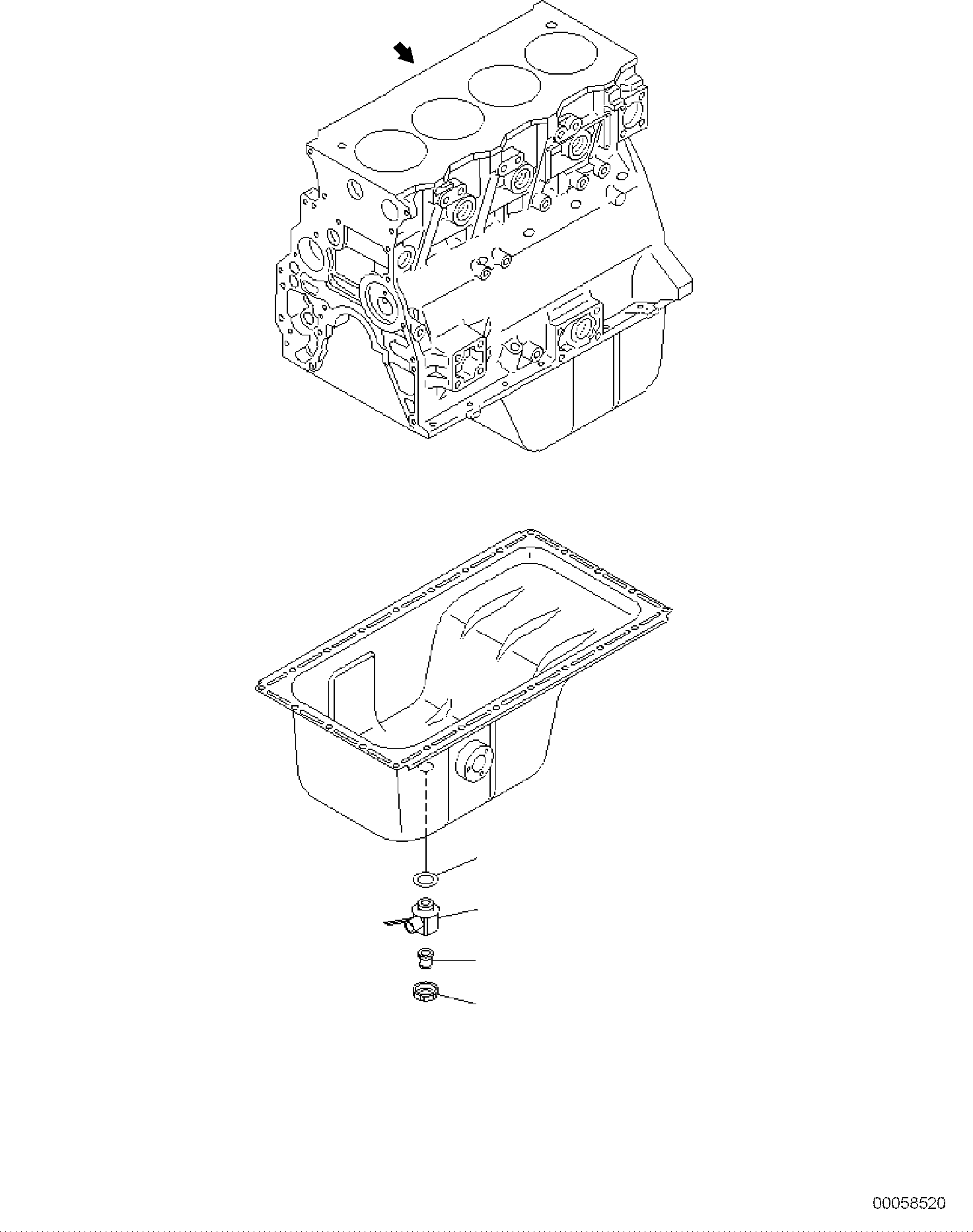 Komatsu parts book diagram for PC118MR-8 S/N F00003 AND UP: OIL PAN DRAIN