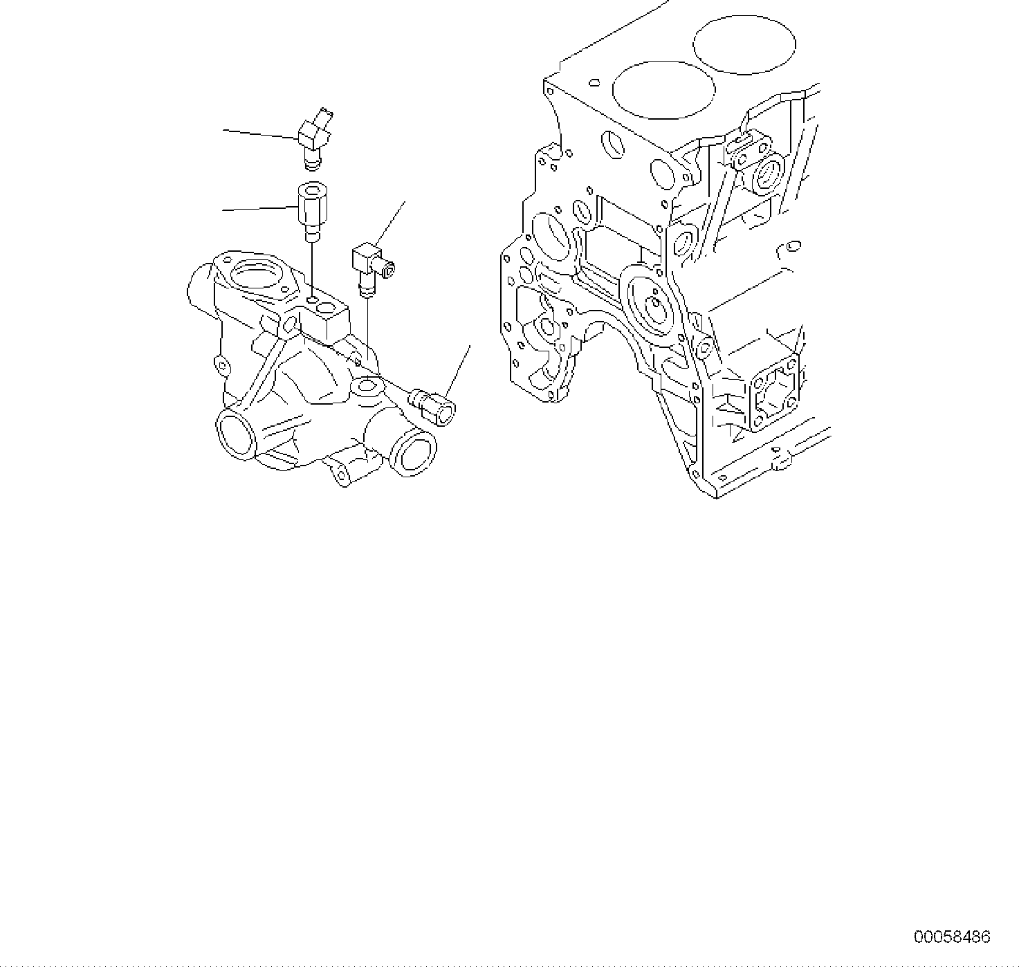 Komatsu parts book diagram for PC118MR-8 S/N F00003 AND UP: WATER PUMP ADAPTER