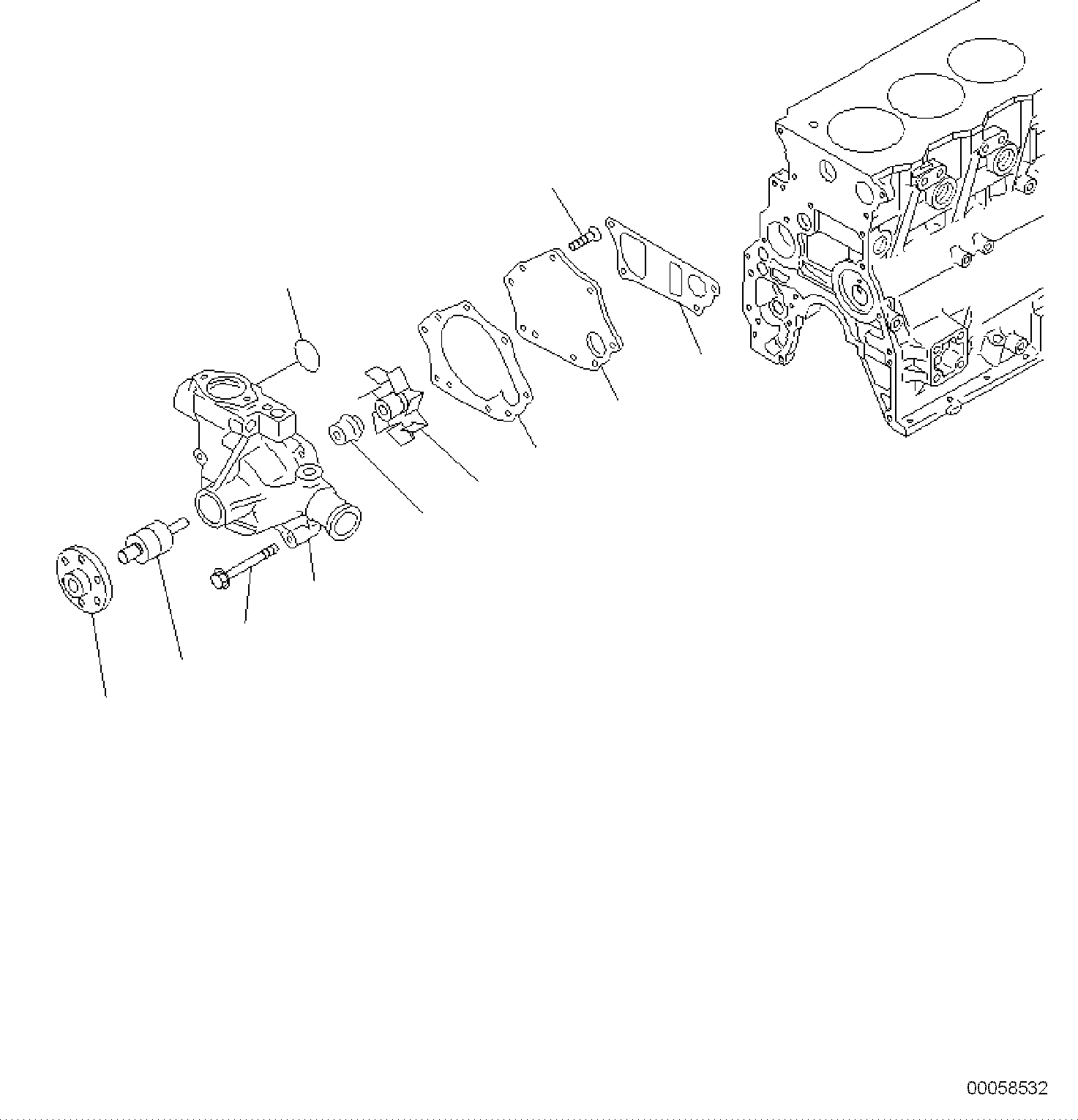 Komatsu parts book diagram for PC118MR-8 S/N F00003 AND UP: WATER PUMP