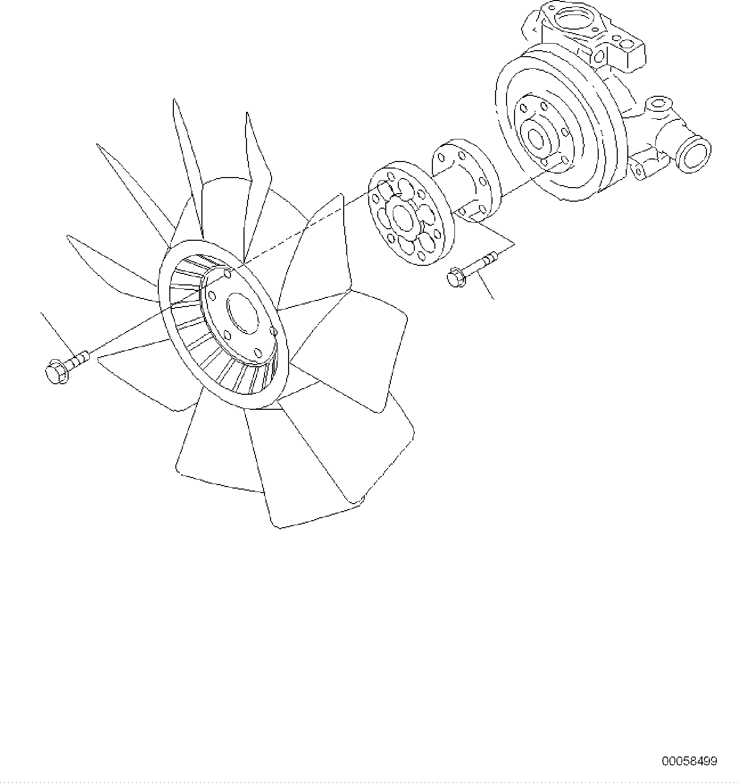 Komatsu parts book diagram for PC118MR-8 S/N F00003 AND UP: COOLING FAN MOUNTING