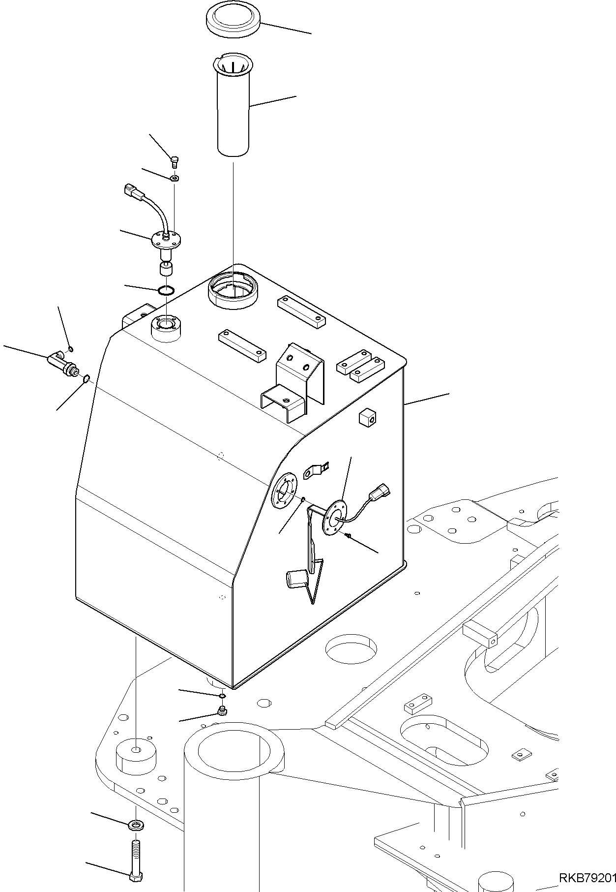 Komatsu parts book diagram for PC118MR-8 S/N F00003 AND UP: FUEL TANK AUTOREFUEL