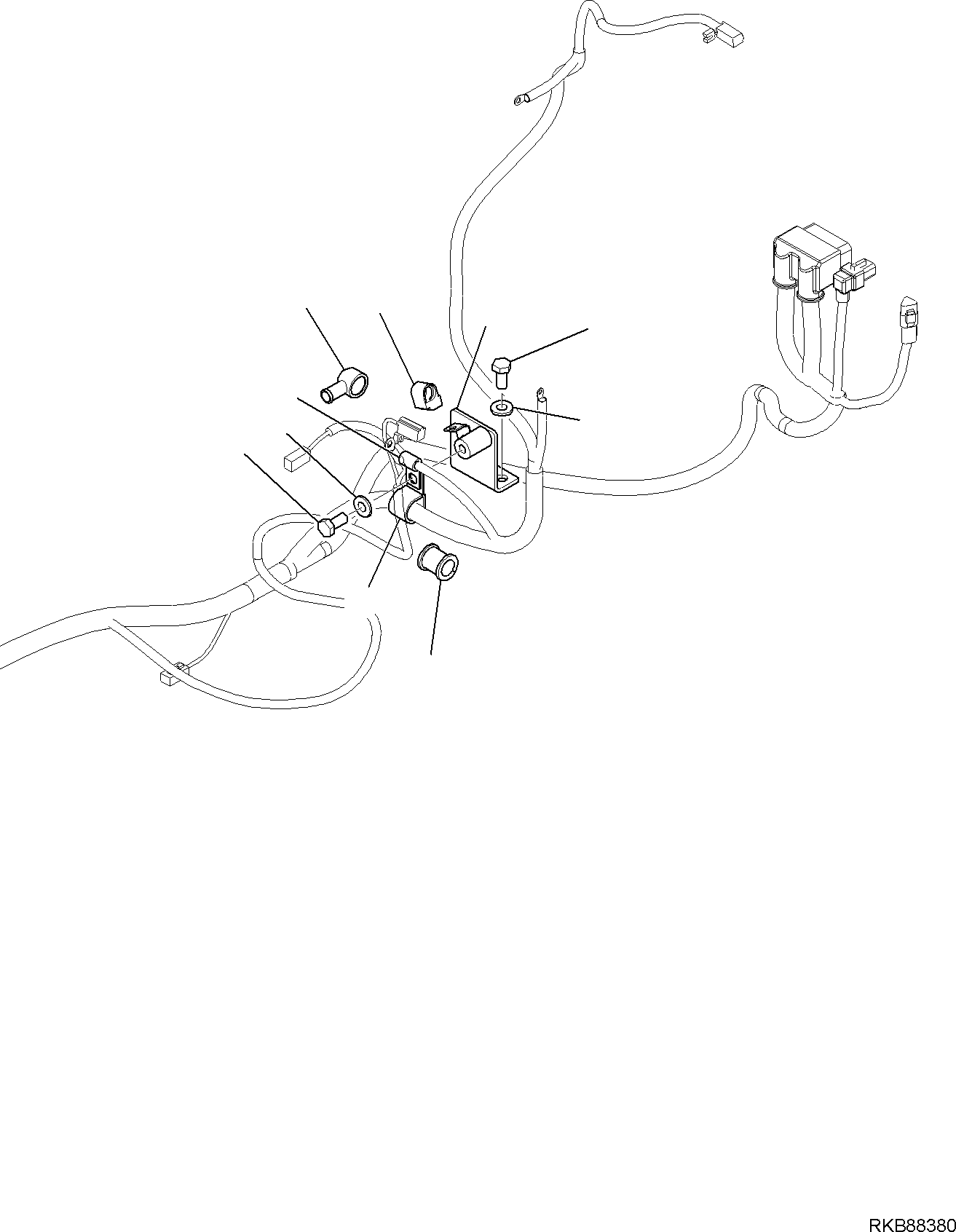 Komatsu parts book diagram for PC118MR-8 S/N F00003 AND UP: ELECTRIC WIRING, WIRE HARNESS CLAMP, ENGINE (1/3)