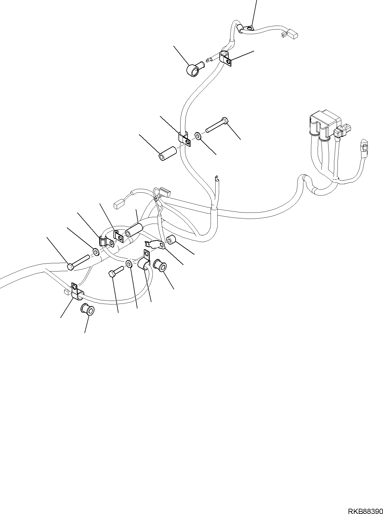 Komatsu parts book diagram for PC118MR-8 S/N F00003 AND UP: ELECTRIC WIRING, WIRE HARNESS CLAMP, ENGINE (2/3)