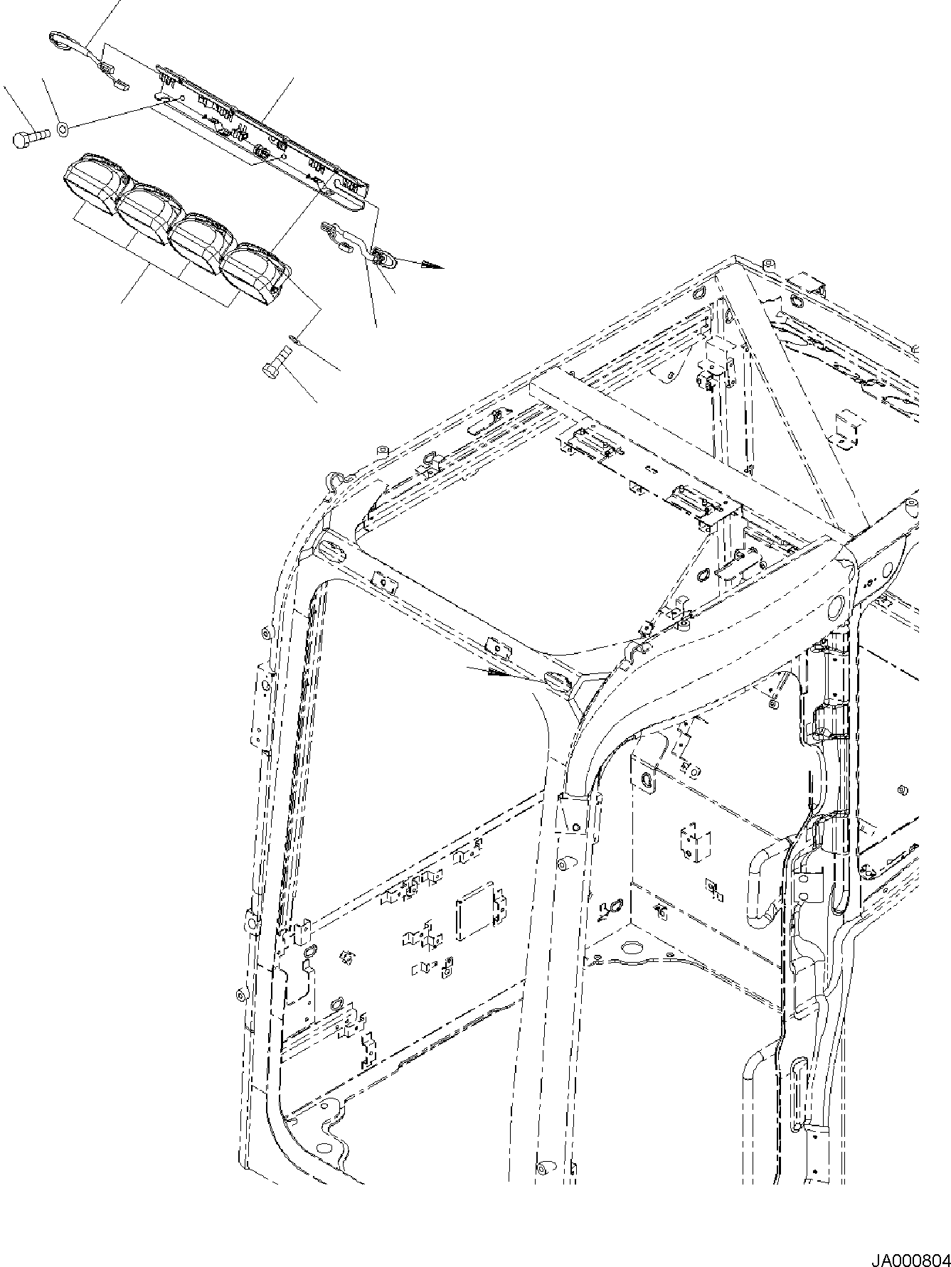 Komatsu parts book diagram for PC118MR-8 S/N F00003 AND UP: ADDITIONAL WORKING LAMP, WITH 4 WORKING LAMPS