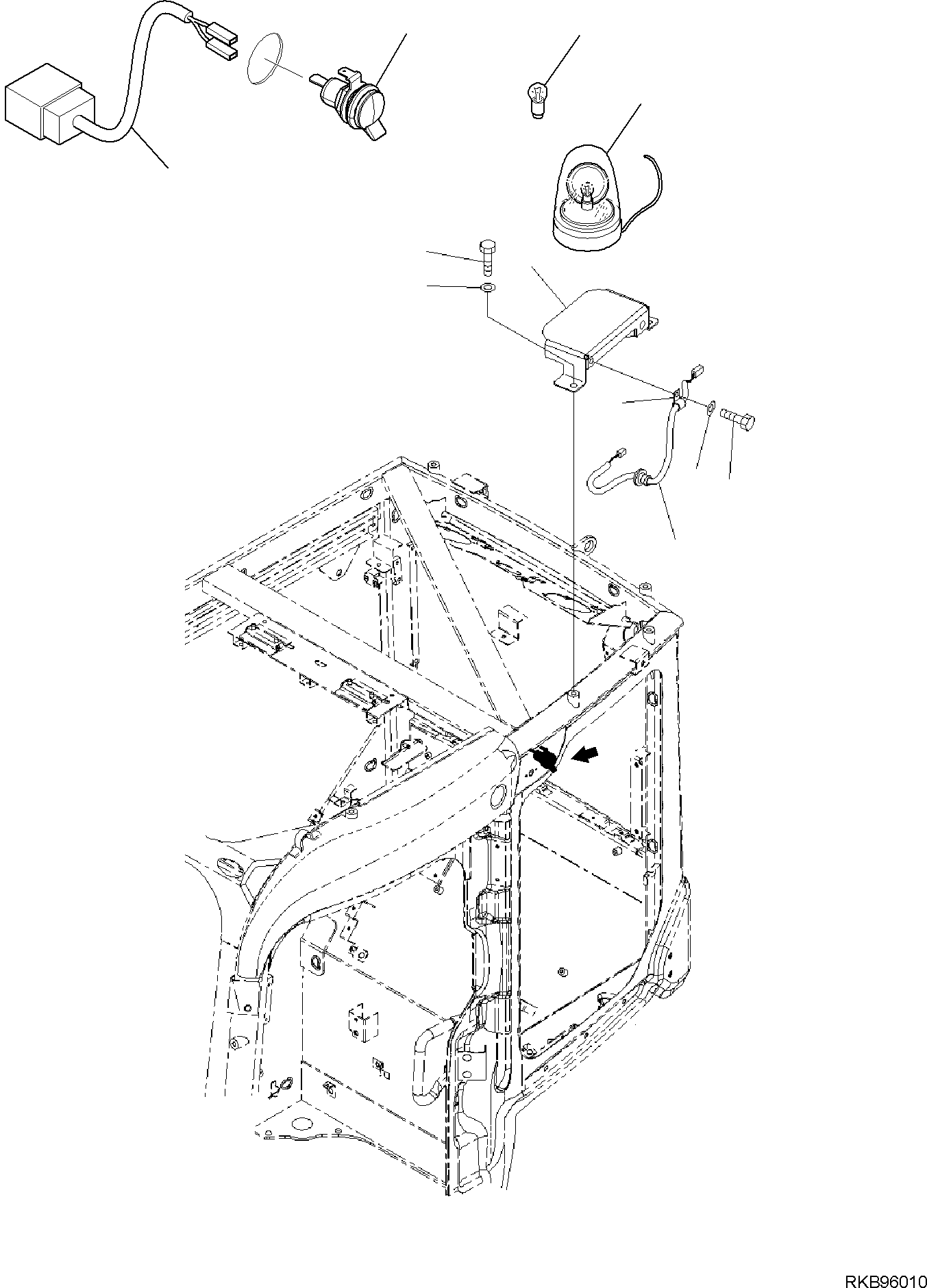 Komatsu parts book diagram for PC118MR-8 S/N F00003 AND UP: BEACON LAMP