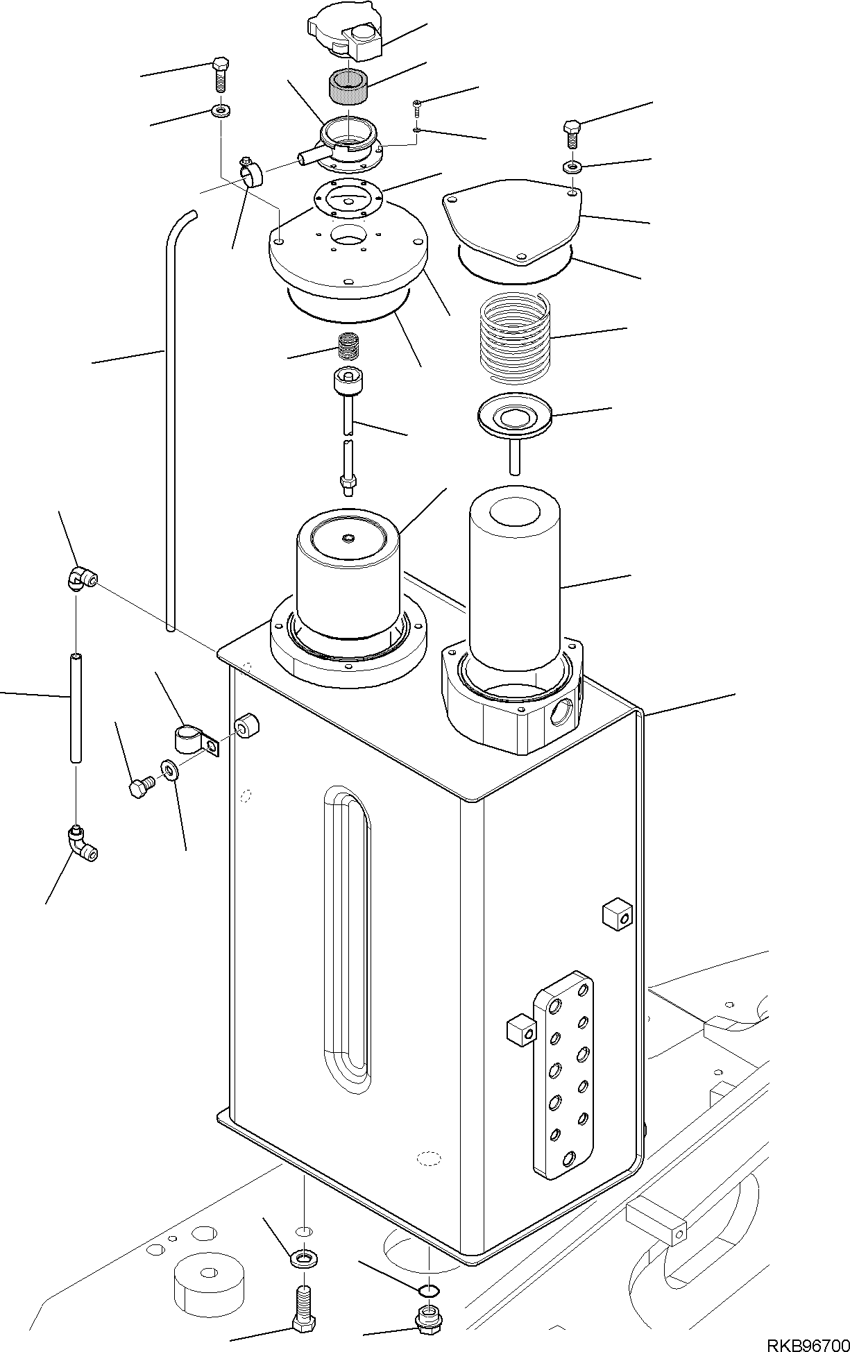 Komatsu parts book diagram for PC118MR-8 S/N F00003 AND UP: HYDRAULIC OIL TANK