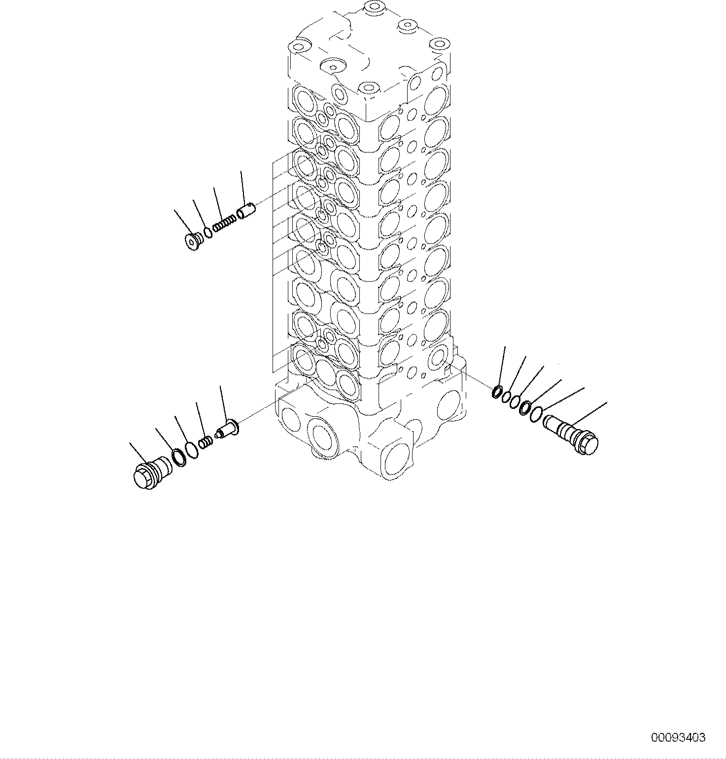 Komatsu parts book diagram for PC118MR-8 S/N F00003 AND UP: MAIN CONTROL VALVE, FOR MACHINE WITH MONO BOOM, INNER PARTS (4/13)