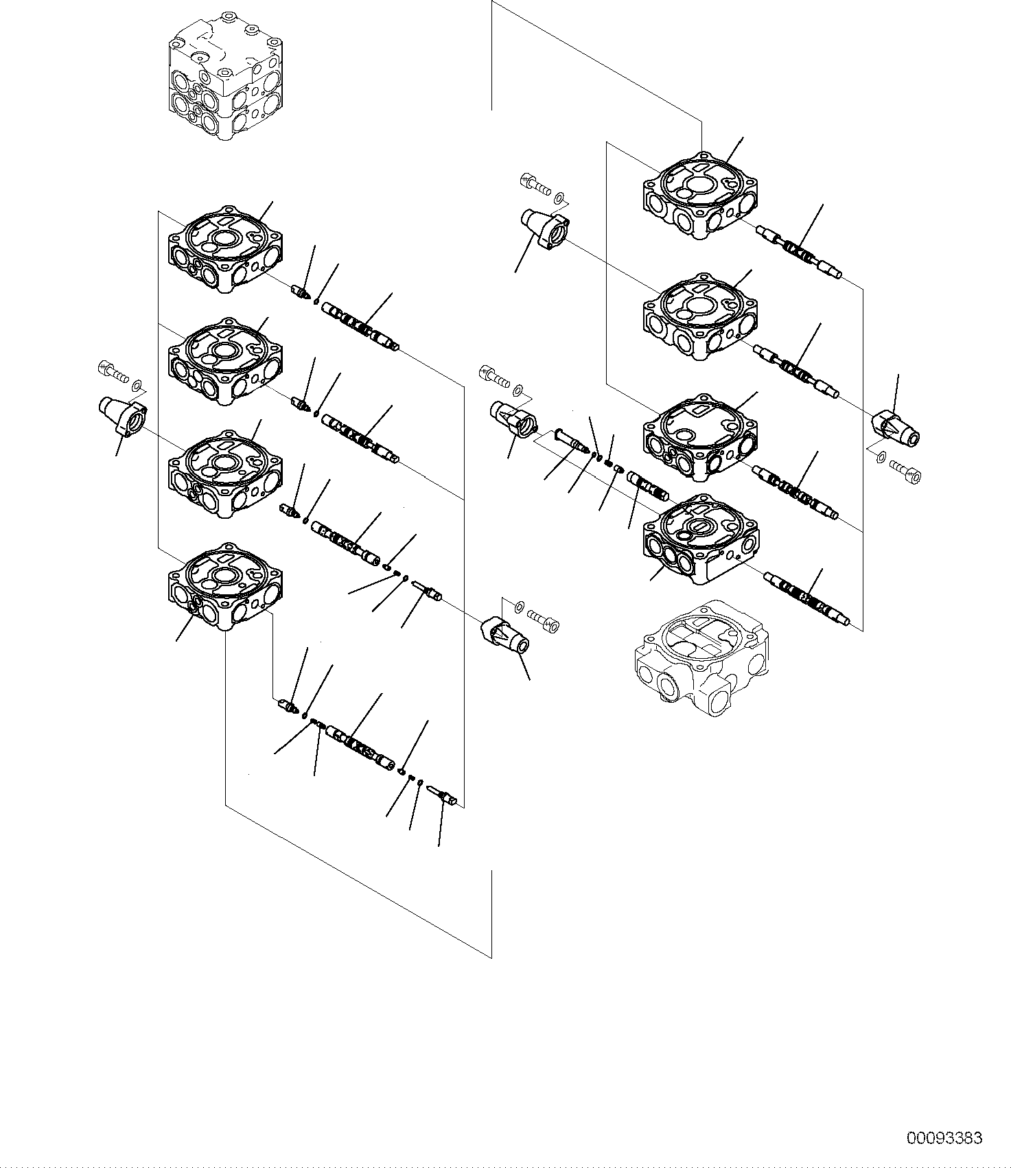 Komatsu parts book diagram for PC118MR-8 S/N F00003 AND UP: MAIN CONTROL VALVE, FOR MACHINE WITH MONO BOOM, 2 ATTACHMENT, INNER PARTS (1/13)