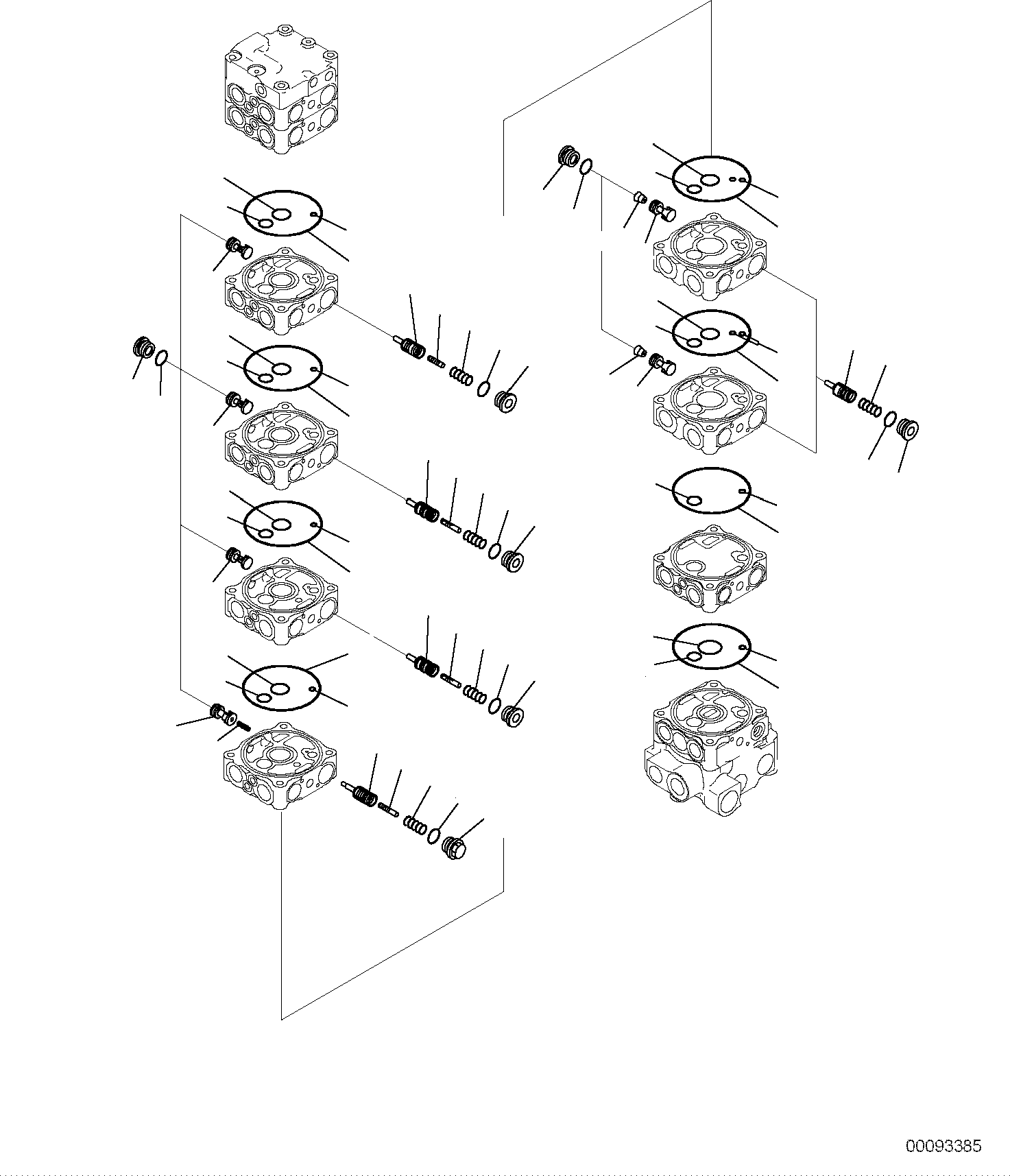 Komatsu parts book diagram for PC118MR-8 S/N F00003 AND UP: MAIN CONTROL VALVE, FOR MACHINE WITH 2-PIECE BOOM, INNER PARTS (3/15)