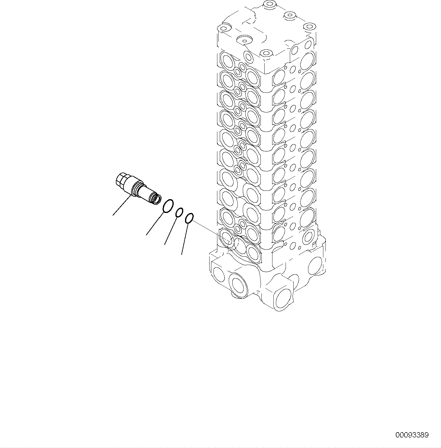 Komatsu parts book diagram for PC118MR-8 S/N F00003 AND UP: MAIN CONTROL VALVE, FOR MACHINE WITH 2-PIECE BOOM, INNER PARTS (7/15)