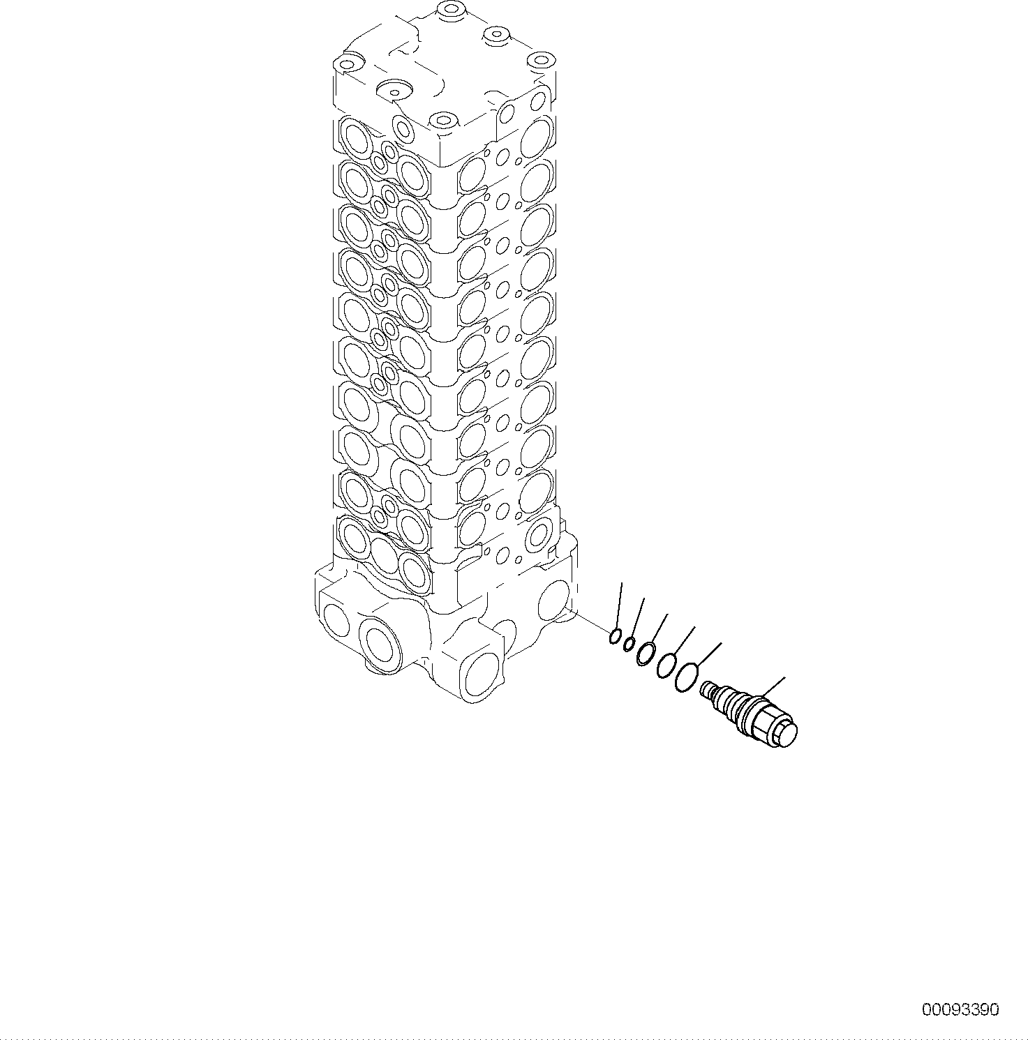 Komatsu parts book diagram for PC118MR-8 S/N F00003 AND UP: MAIN CONTROL VALVE, FOR MACHINE WITH 2-PIECE BOOM, INNER PARTS (8/15)