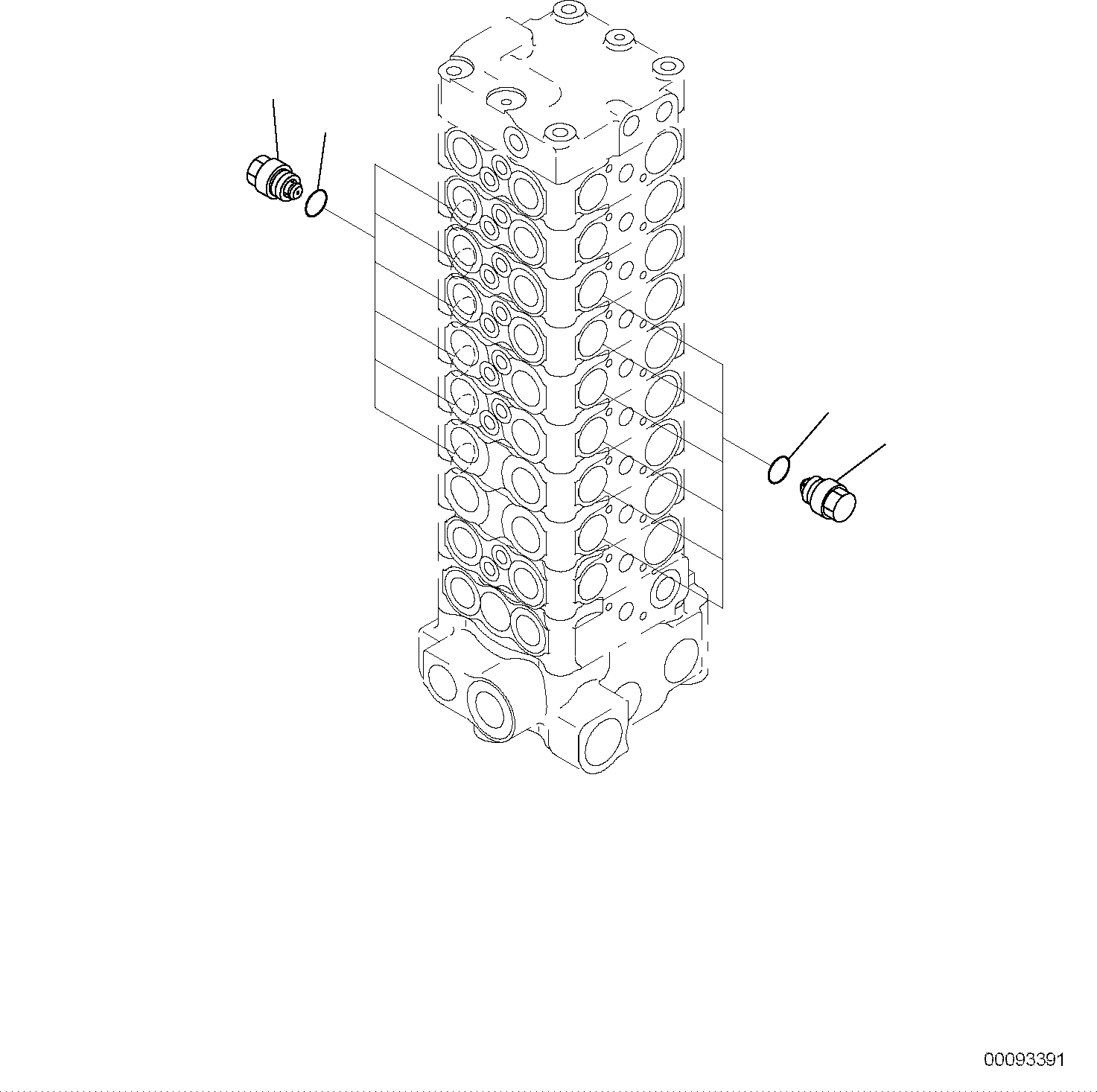 Komatsu parts book diagram for PC118MR-8 S/N F00003 AND UP: MAIN CONTROL VALVE, FOR MACHINE WITH MONO BOOM, 2 ATTACHMENT, INNER PARTS (9/13)