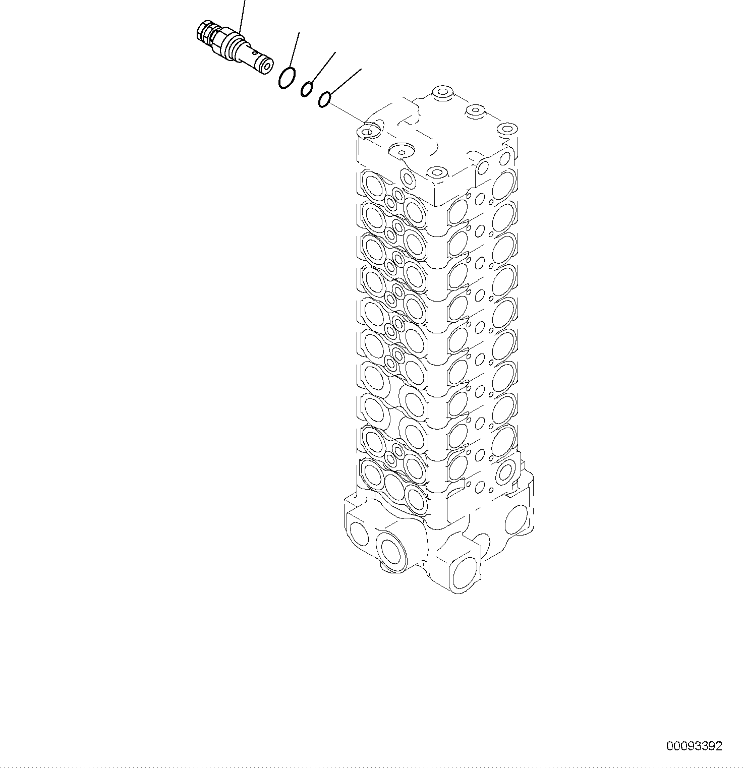 Komatsu parts book diagram for PC118MR-8 S/N F00003 AND UP: MAIN CONTROL VALVE, FOR MACHINE WITH 2-PIECE BOOM, INNER PARTS (10/15)