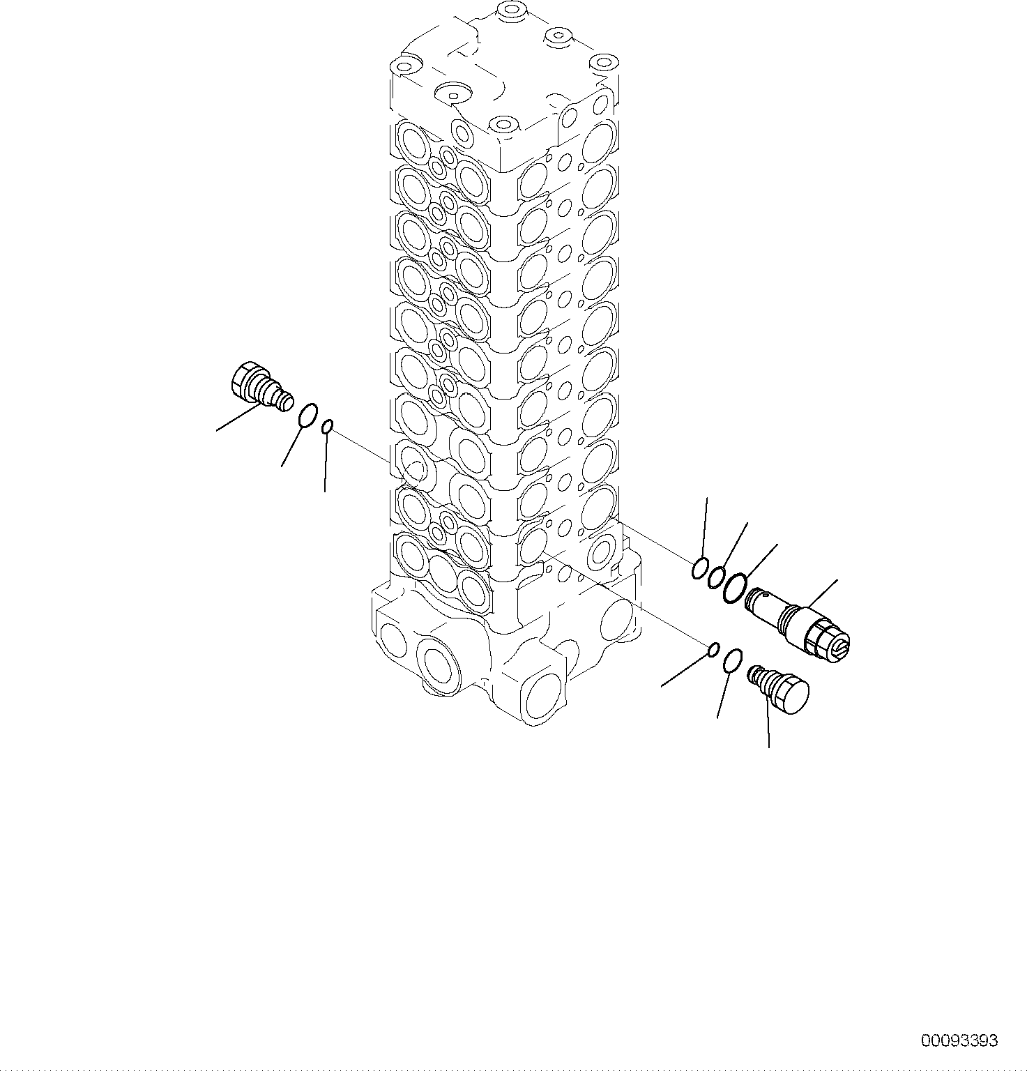 Komatsu parts book diagram for PC118MR-8 S/N F00003 AND UP: MAIN CONTROL VALVE, FOR MACHINE WITH 2-PIECE BOOM, INNER PARTS (11/15)
